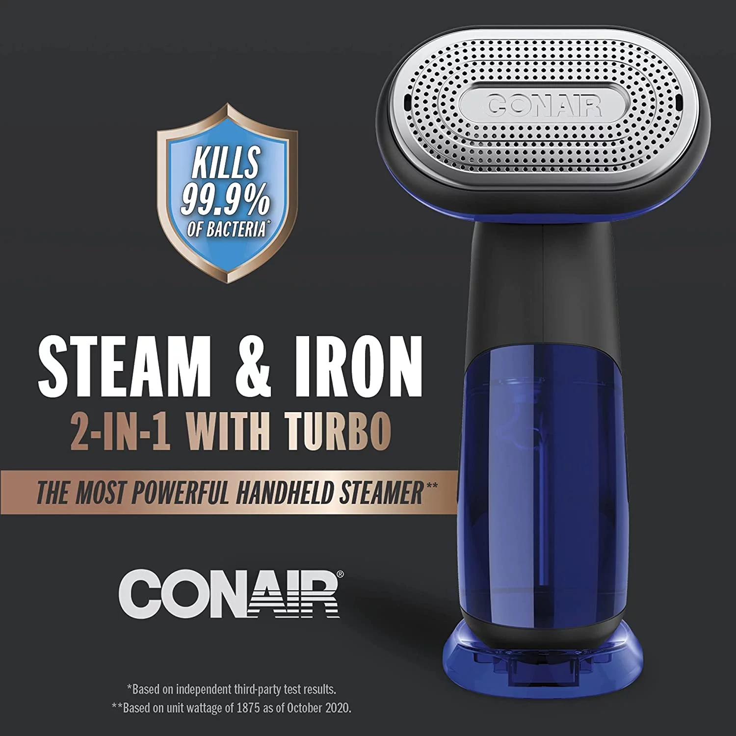 Conair 2-in-1 Hand Held Steamer and Iron for Clothes, Turbo ExtremeSteam 1875W Garment Steamer and Clothing Iron GS108