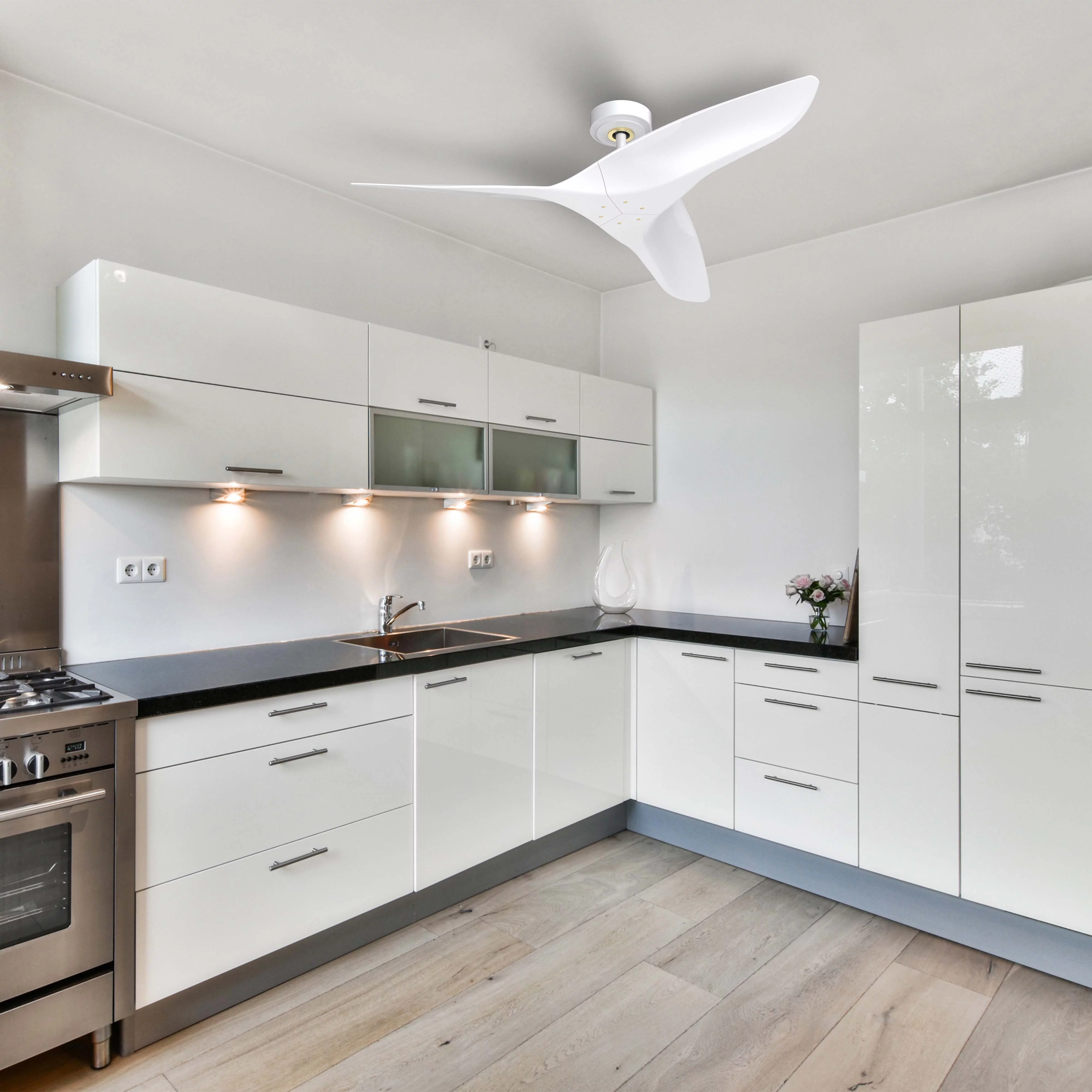 Aerofanture Ceiling Fan with Remote Modern 52 inch White Ceiling Fan No Light with Reversible Blades
