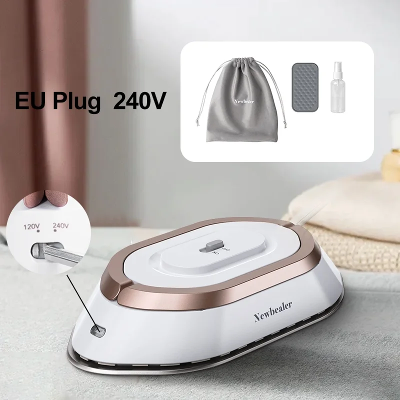 Handheld Mini Electric Dry Iron 120V/220V Dual-voltage 30S Heat Non-steam Garment Irons for Clothes Portable Lightweight Travel