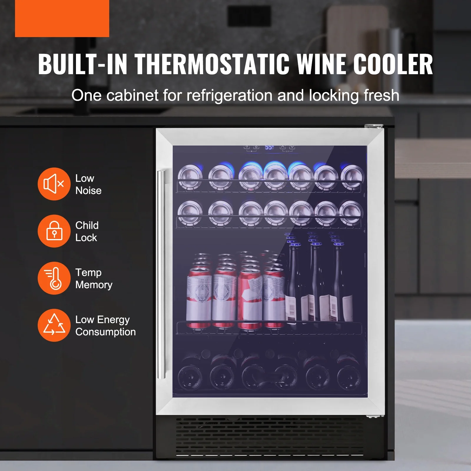 BENTISM 154 Bottle Wine Fridge Stainless Steel Wine Cooler with LED Light and Lock
