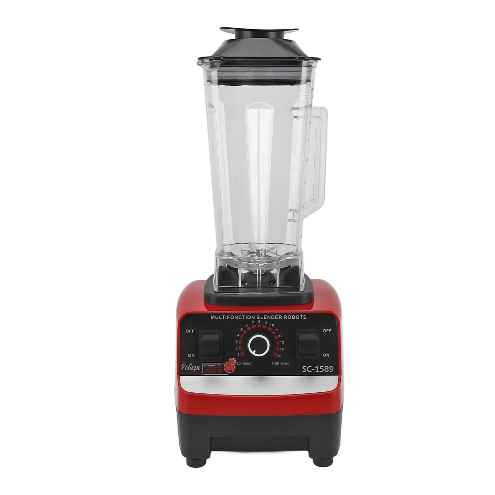 4500W Countertop Blender 2L 15 Speed Household Multi Function Food Processor with 6 Stainless Steel Blades for Meat Ice Fruit