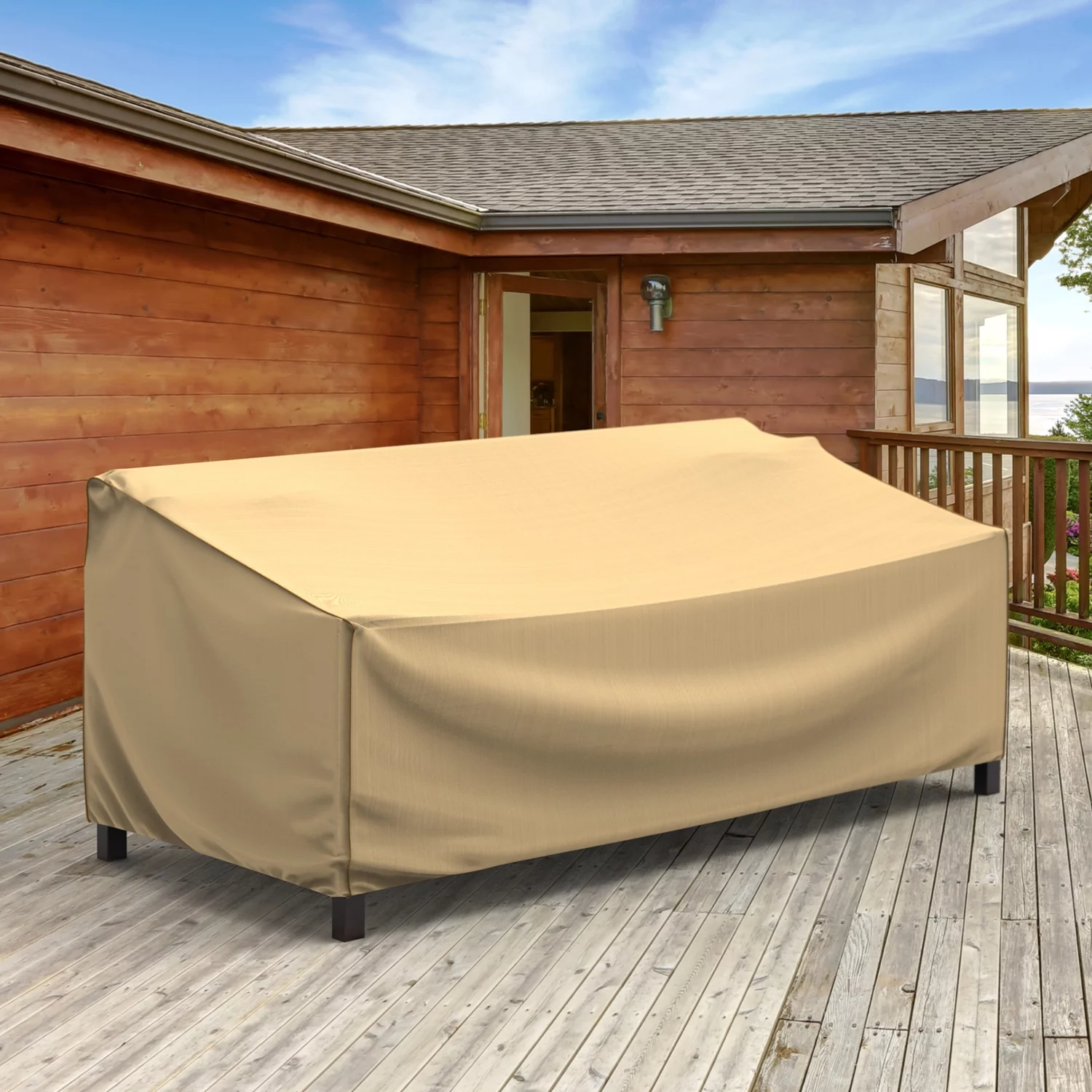 Budge 79'Wx41'L Tan Patio Sofa Cover, StormBlock? Savanna