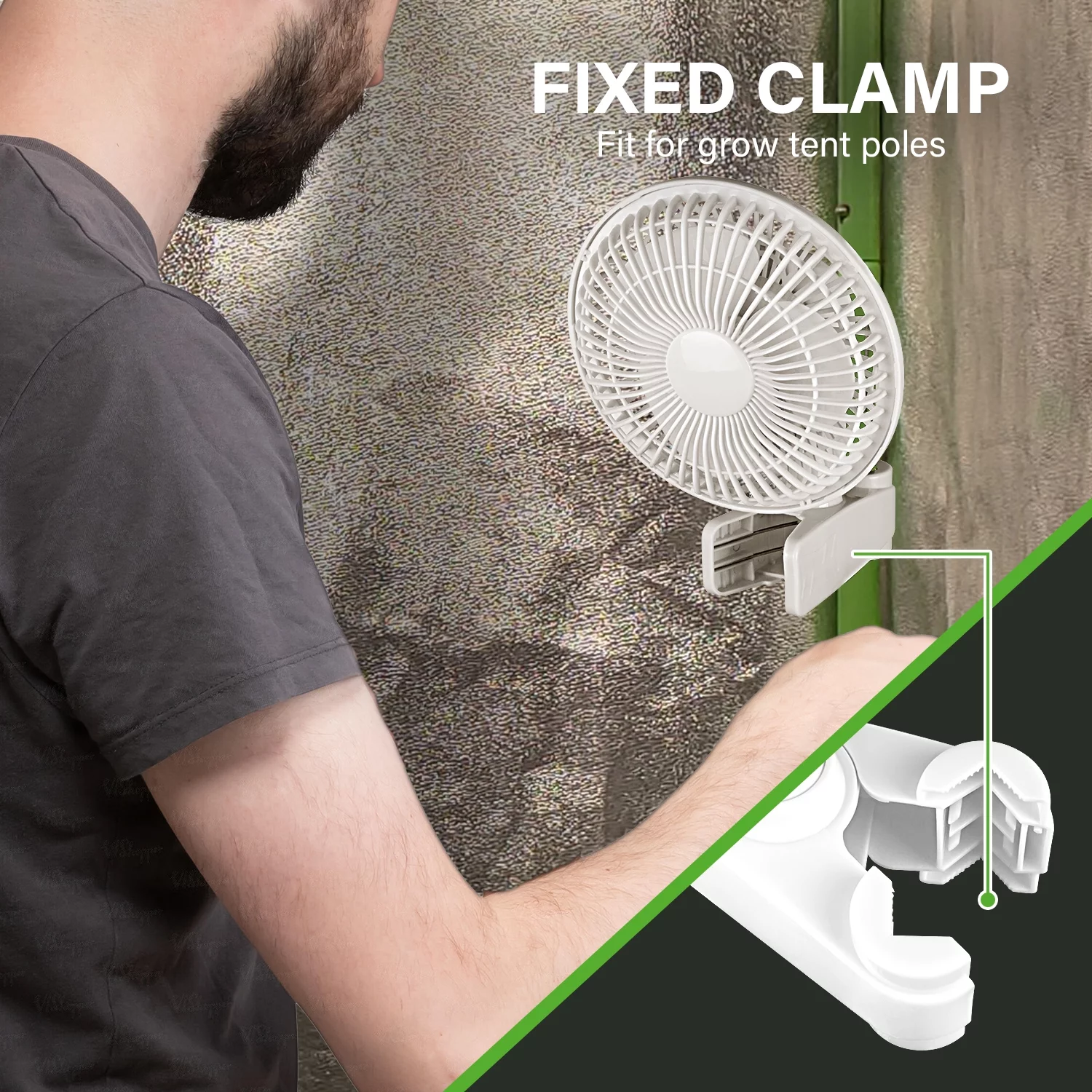 CLEARANCE! HealSmart 6-Inch Grow Tent Poles Clip Fan, Monkey Fan, Manually Adjustable 90�� Angles, 15W, 2-Speeds Control, 63 inch Cord Length, White