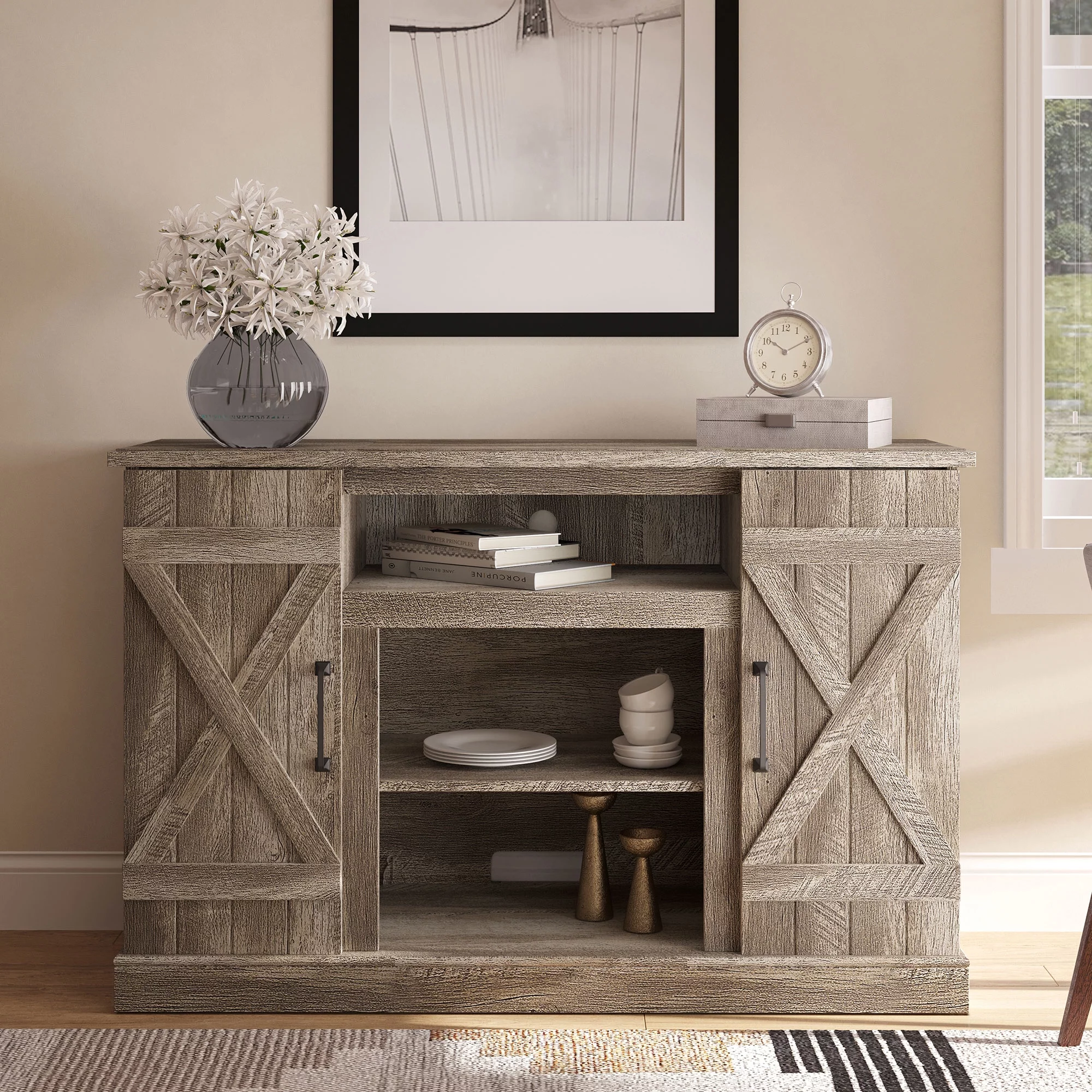 BELLEZE TV Stand Media Entertainment Center - Veropeso (Ashland Pine)