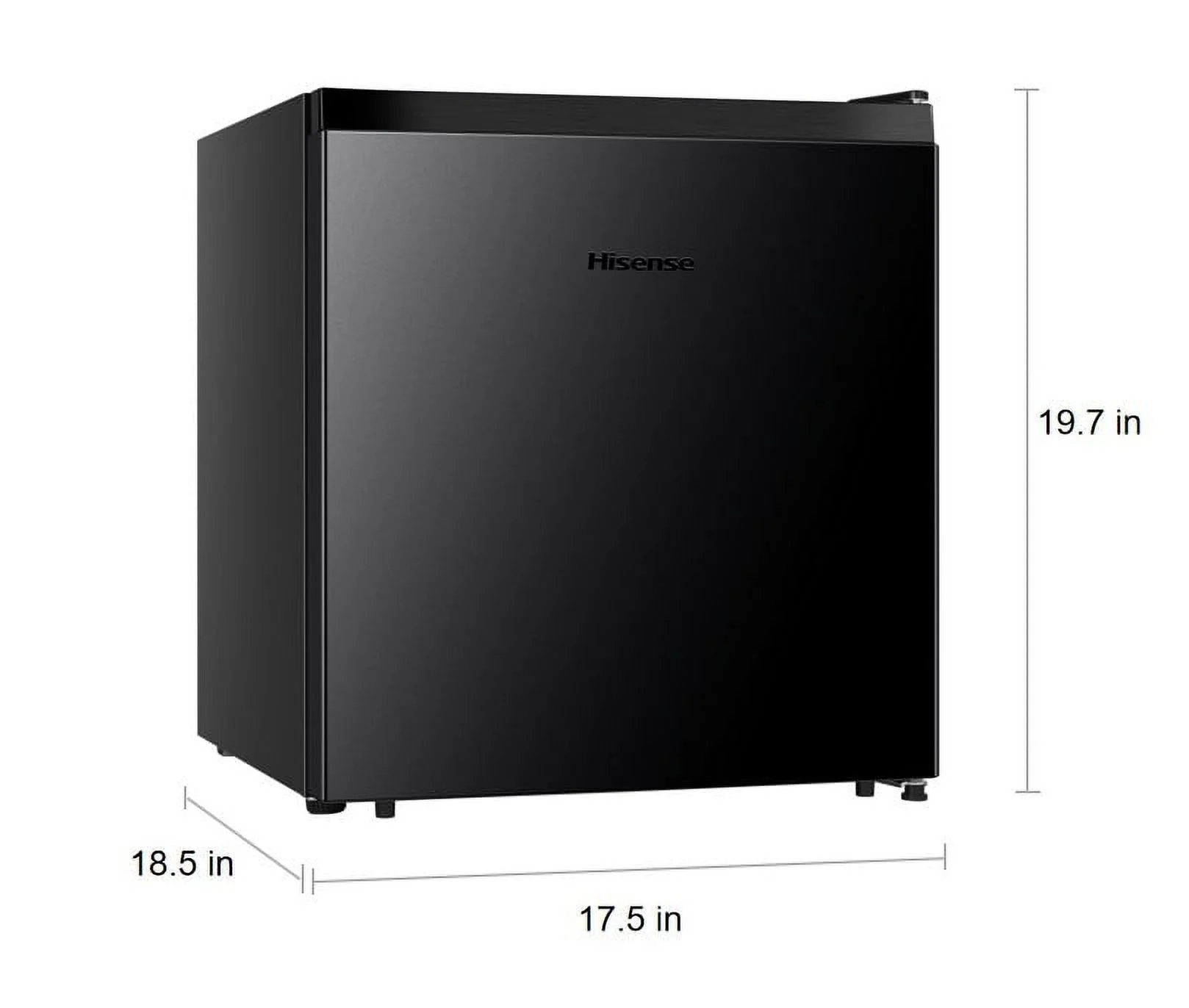 Hisense 1.6 Cu. ft. Single Door Mini Fridge, Black, 17.5' Width, 1 Year Warranty, WMS017M6XBE