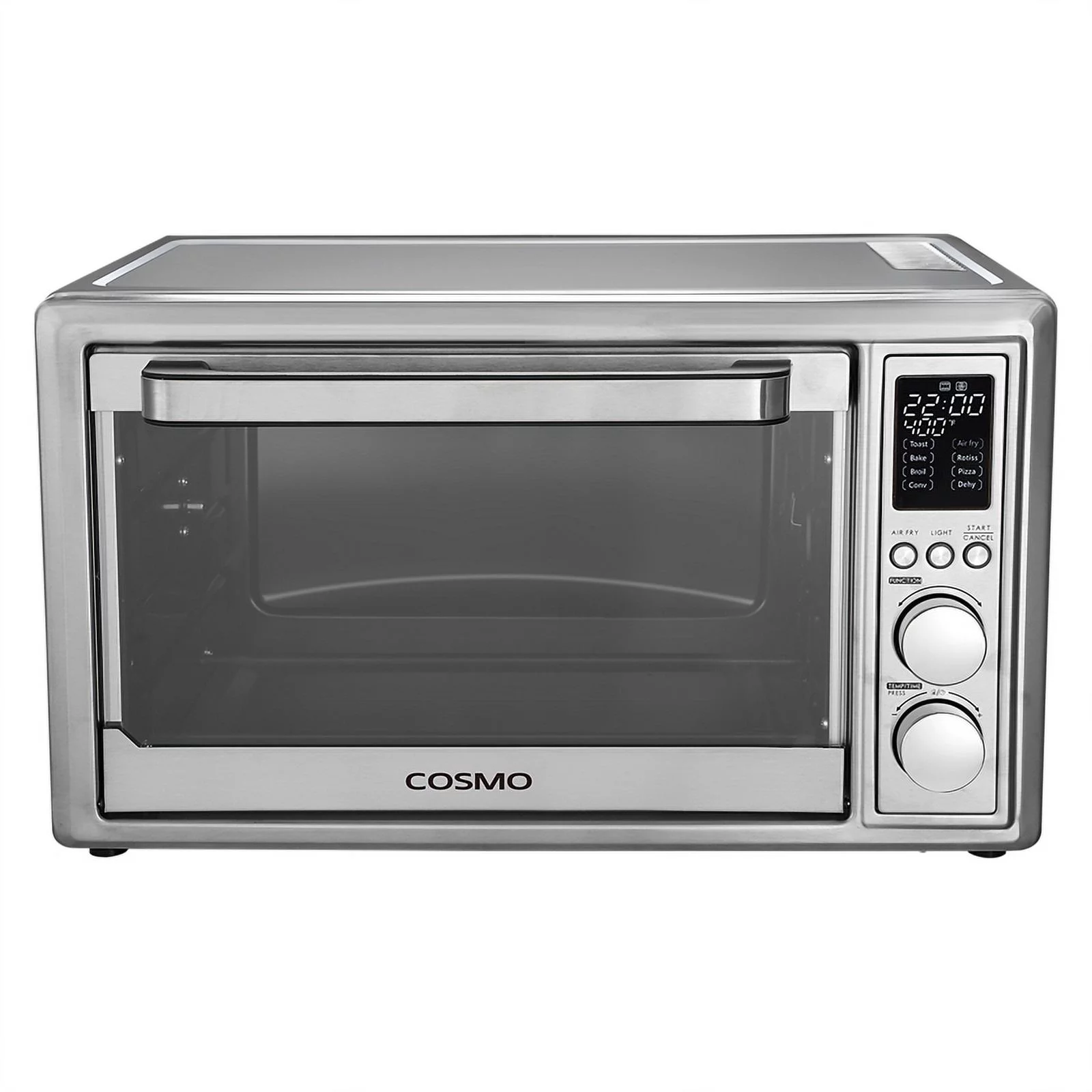 Cosmo Air Fryer Toaster Oven COS-317AFOSS 32 Quart Compact Electric with LED Display, Air Fry Basket, Rotisserie Fork, 1800W in Stainless Steel