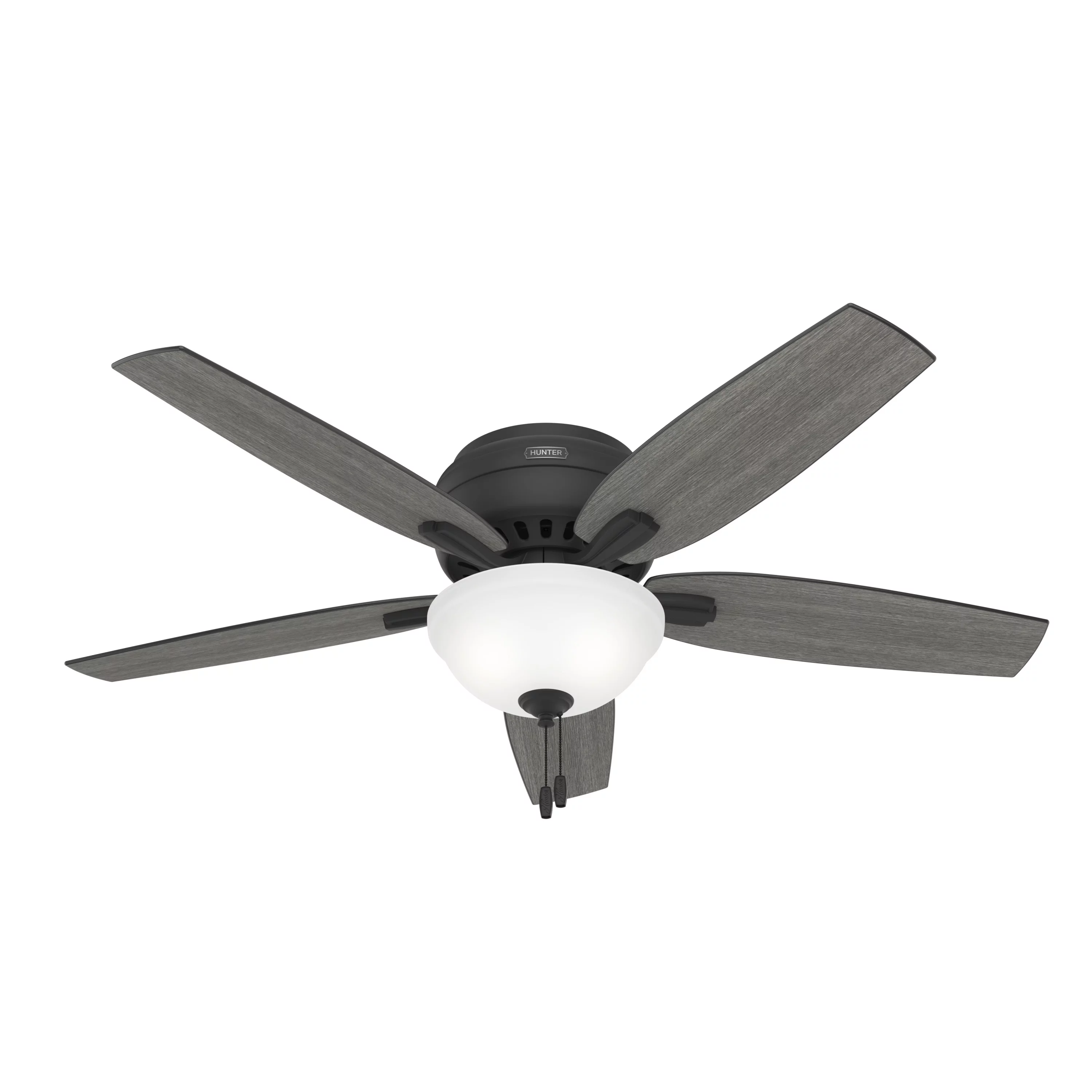 HUNTER - 52396 - Hunter 52 inch Newsome Matte Black Low Profile Ceiling Fan with LED Light Kit and Pull Chain