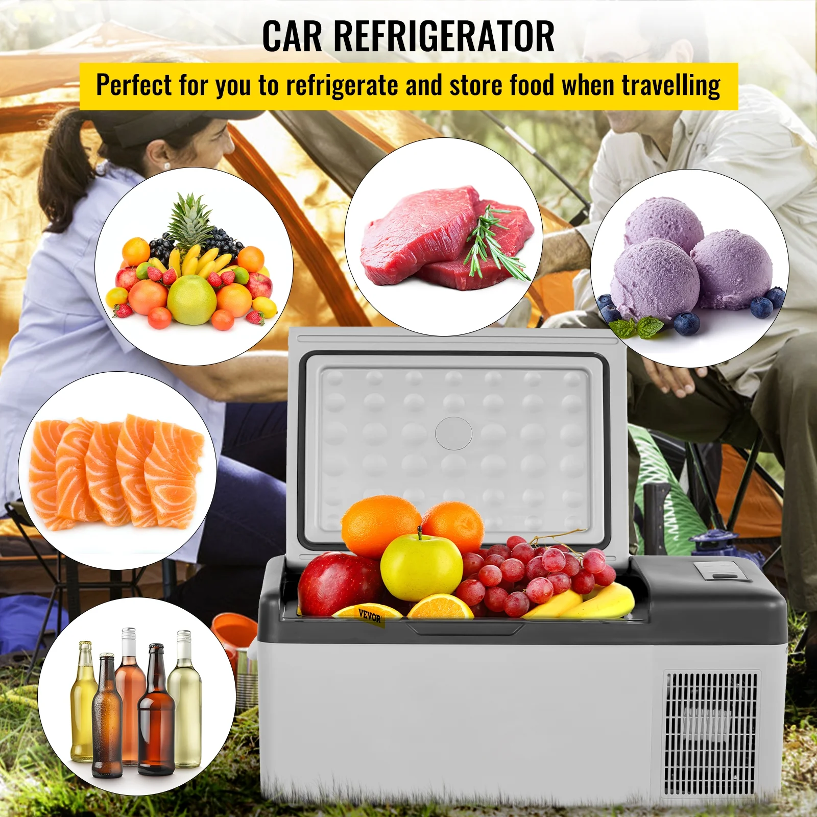 BENTISM 12 Volt Car Refrigerator Portable Freezer 16Qt Truck RV Fridge APP Control
