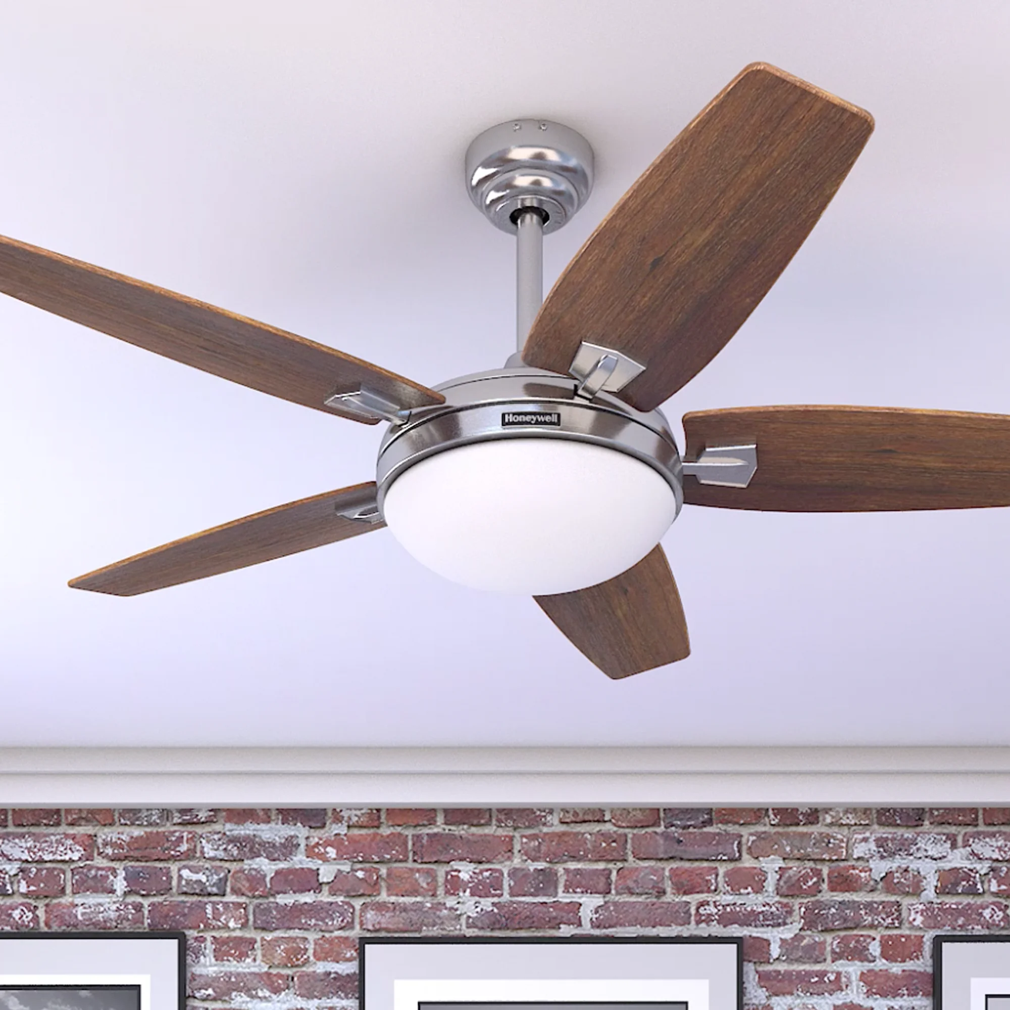 Honeywell Carmel 48' Brushed Nickel Ceiling Fan with Lights and Remote Control