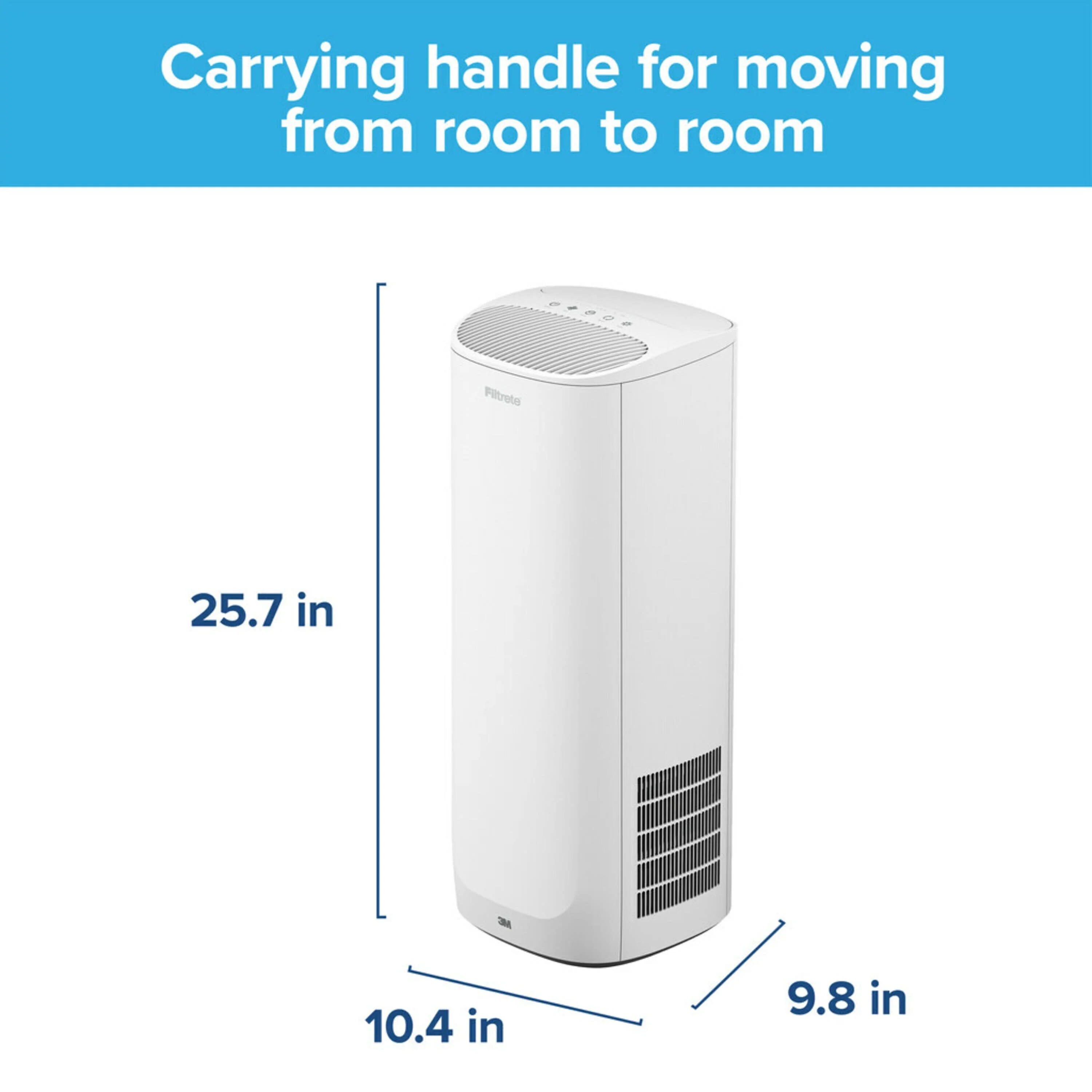 Filtrete by 3M Room Air Purifier, Large Room Tower, 290 Sq ft Coverage, White, True HEPA Filter Included