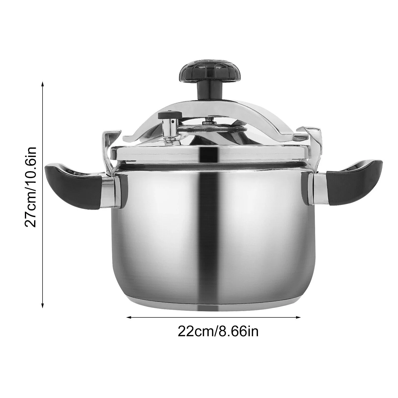4.5QT Round Pressure Canner Cooker Stainless Steel Pressure Pot Kitchen Cookware 60kpa 8.66x10.63 in