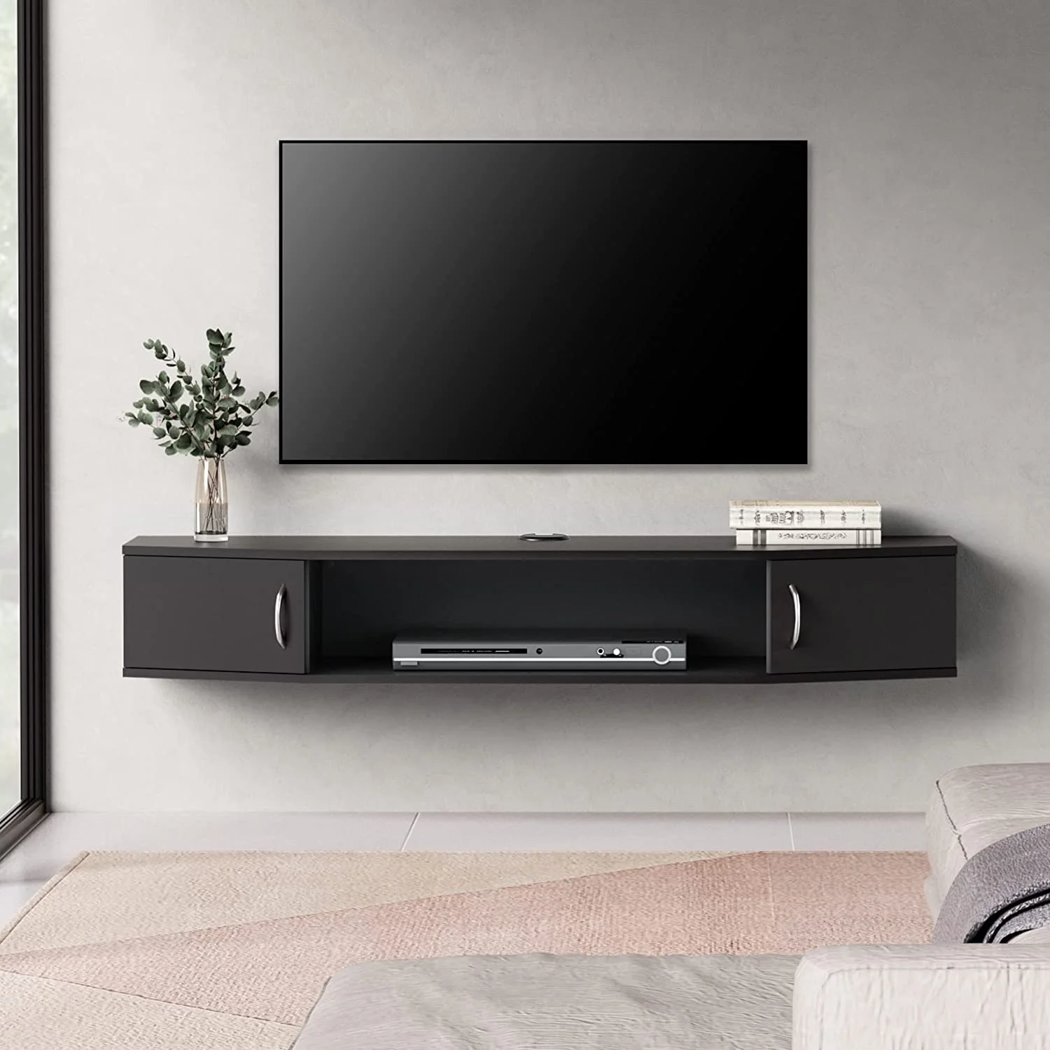 FITUEYES Floating TV Stand, Wall Mounted TV Shlef, Entertainment Center Console Stand with Storage Cabinets for Living Room Bedroom