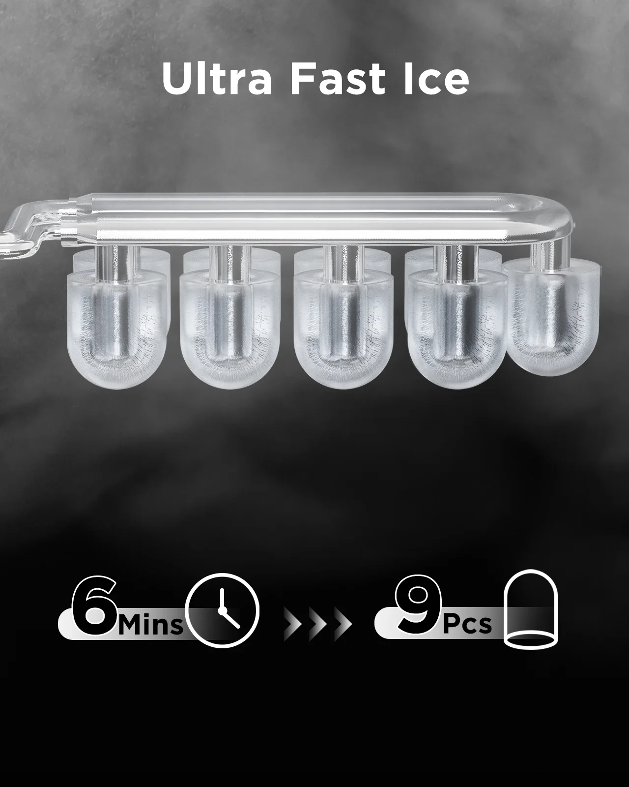 Ice Makers Portable Countertop, 26lbs/24h, 9pcs/6min, W/ 2 Sizes Bullet-Shaped Ice, Self-Cleaning, W/Scoop & Basket for Home, Kitchen, Office, Bar