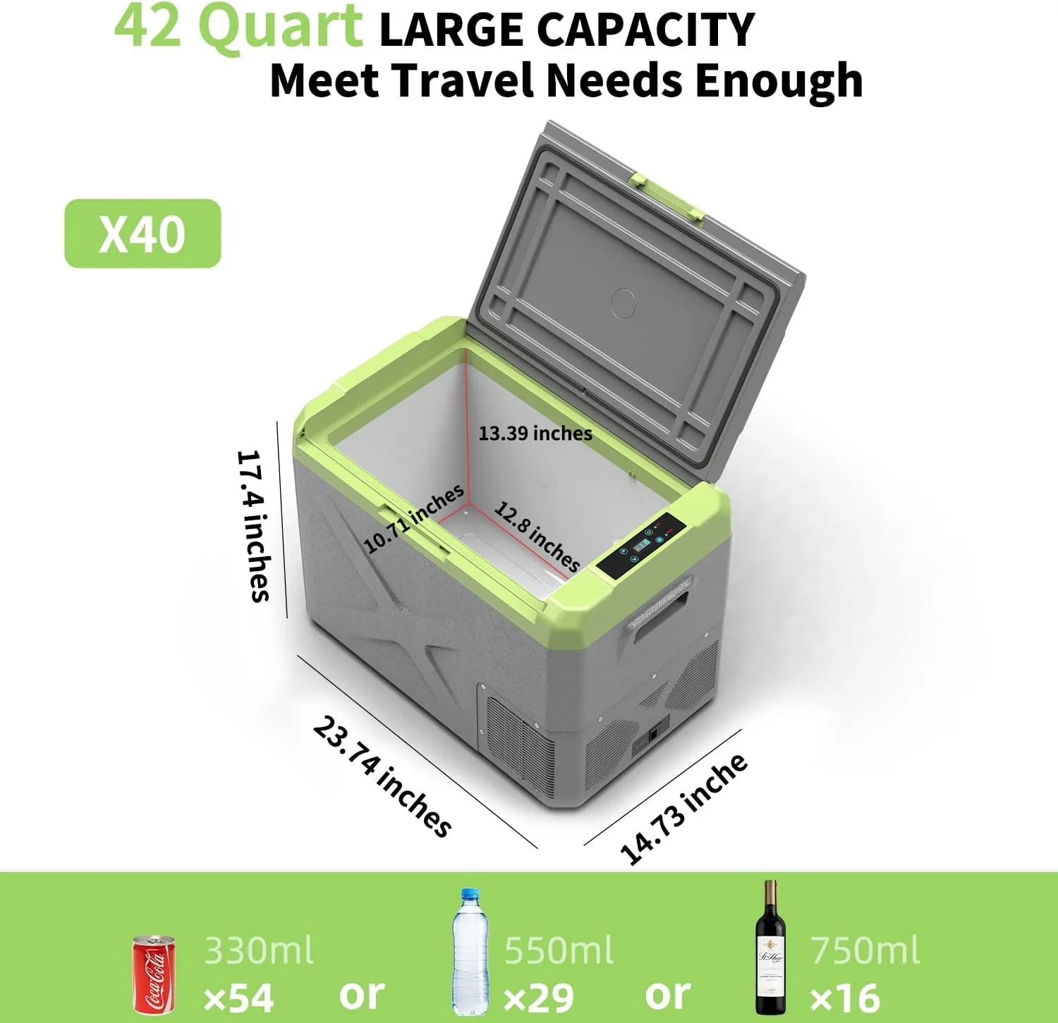Alpicool X40 Portable Fridge 12 Volt Car Refrigerator 42 Quart Fast Cooling Freezer for Fishing, Camping, RV, Truck, Boat-12/24V DC