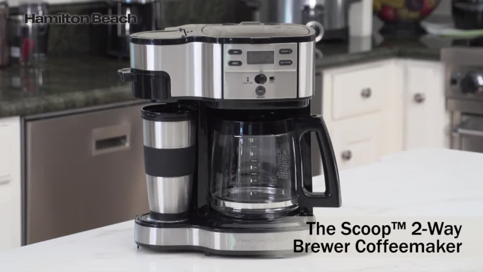 Hamilton Beach 2-Way Coffee Maker, Single-Serve or 12 Cups, Glass Carafe, Black, 49980Z