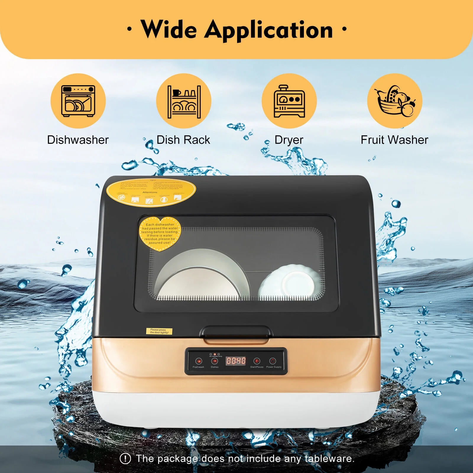7.8L Portable Countertop Dishwasher, 800W Desktop Installation-Free Dishwasher for Kitchen