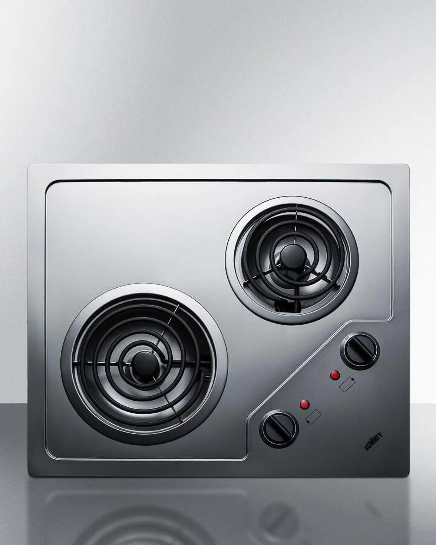 CR2B122 22 Electric Cooktop with 2 Coil Elements; Residual Heat Indicator; Indicator Lights and Versatile Placement: Stainless Steel