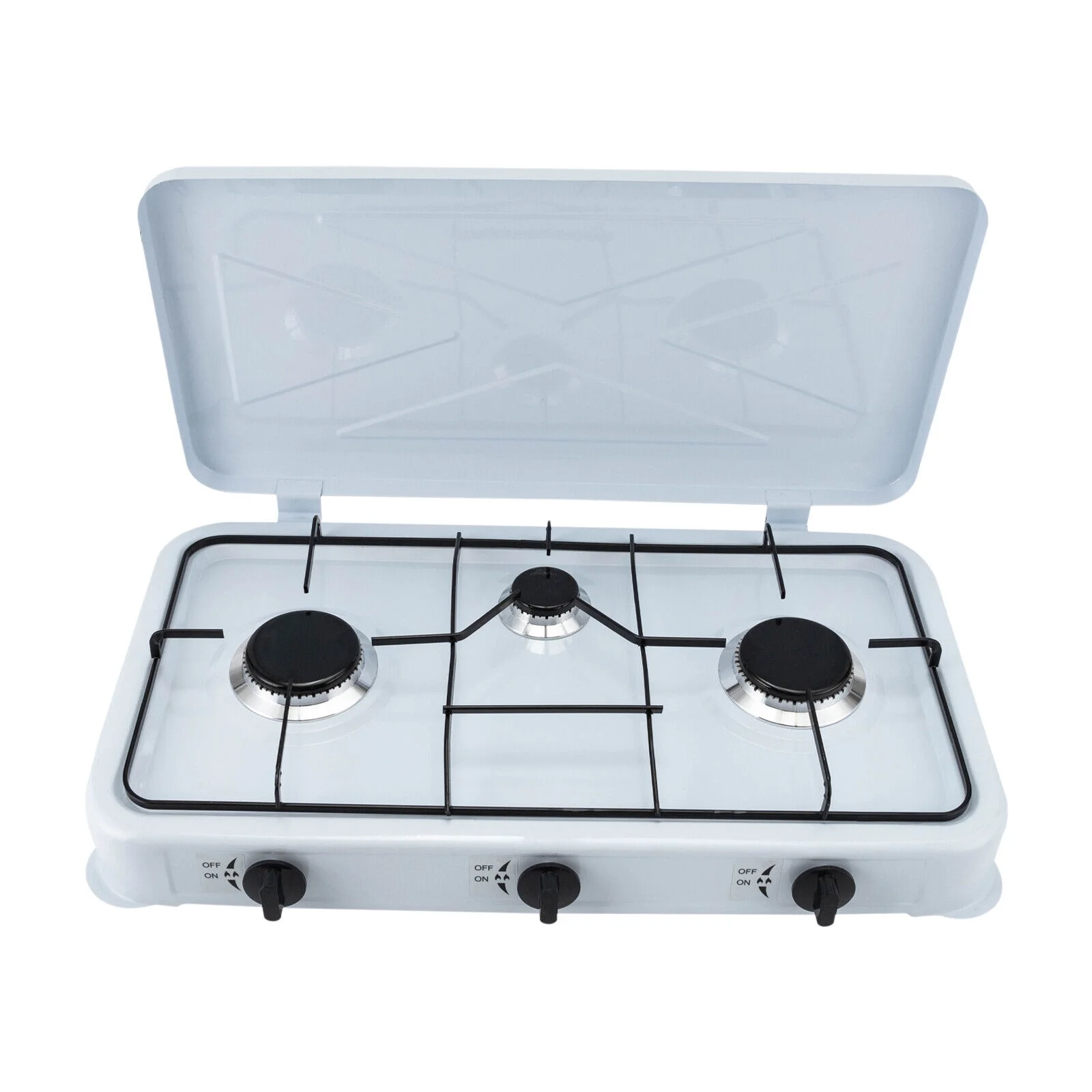 JK-003C Gas Cooktop, 3 Burner Gas Stove, 3 Burner LPG Rectangular Gas Cooktop