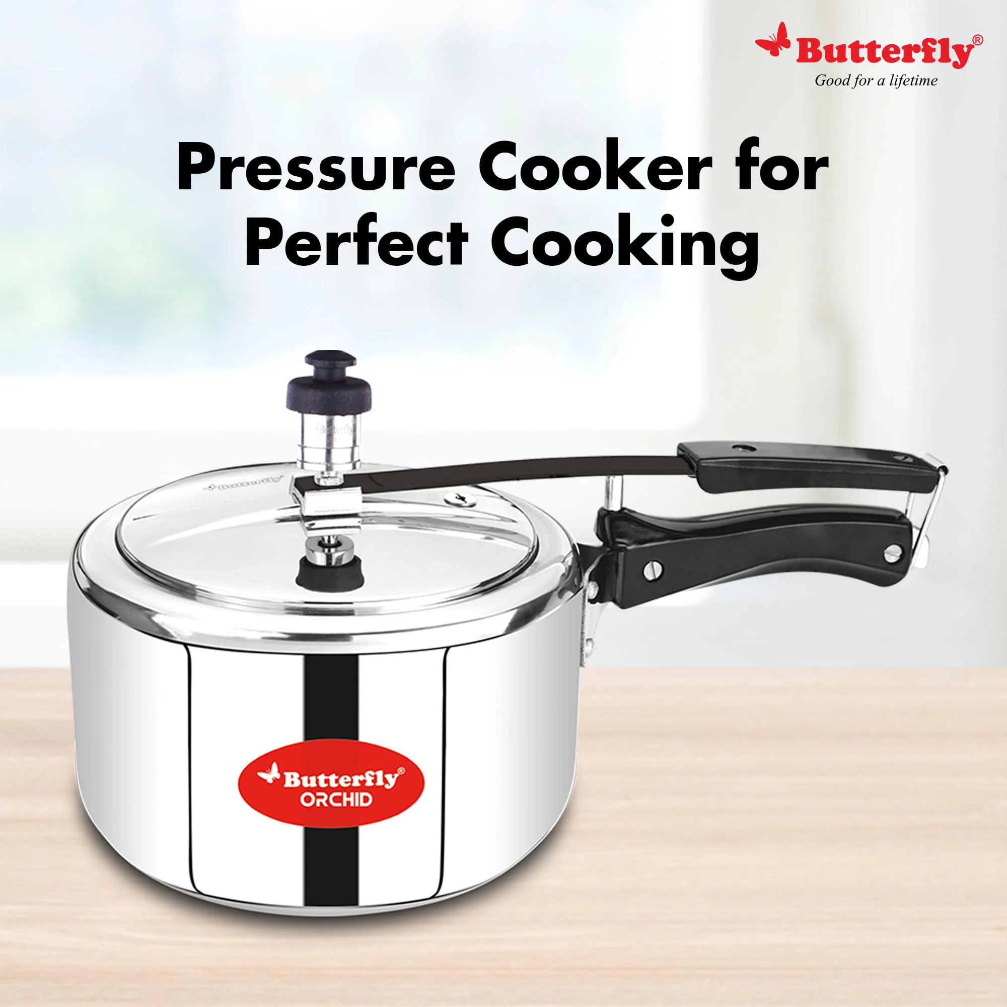 Butterfly Orchid Stainless Steel Pressure Cooker, Ilc, 3 Ltr