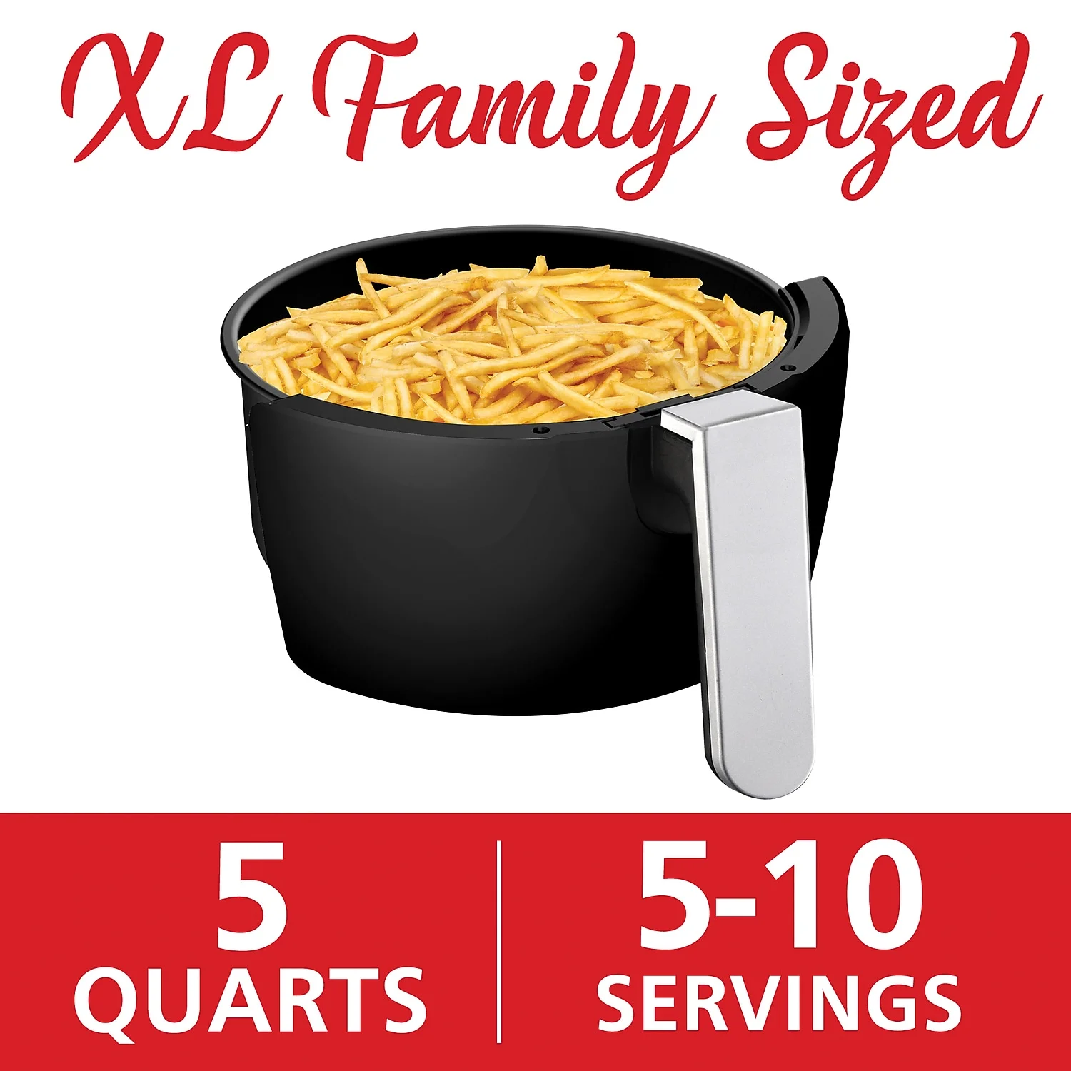 Brentwood Extra Large 1400 Watt 5 Quart Electric Digital Air Fryer with Temperature Control in Black