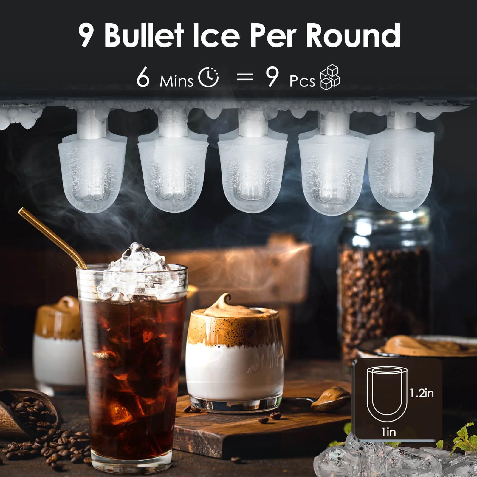 Fornido Portable Ice Maker Machine with Handle,26Lbs/24H,Bullet-Shaped Ice Cubes Ice Machine for Home/Kitchen/Office/Party (Red)