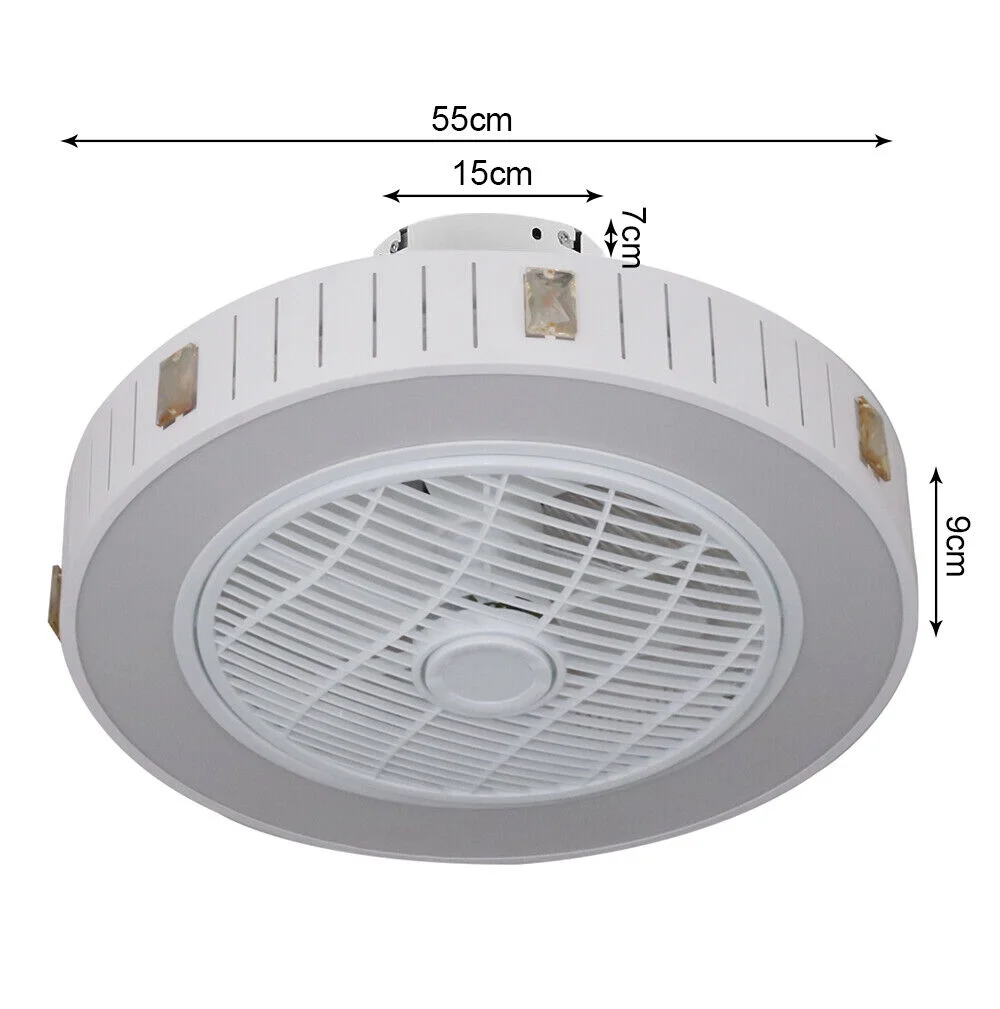 22 Inch Enclosed Ceiling Fan with Light, Semi Flush Mount Ceiling Fans with Remote - 3 Dimmable Light Color and 3 Gear Wind Speed, LED Ceiling Fans for Indoor Bedroom Living Room Kitchen