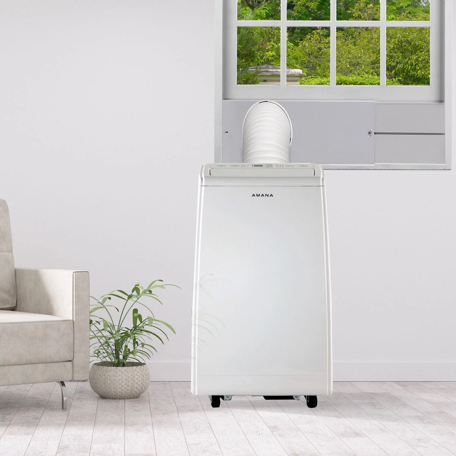Amana 4000 BTU (7,000 BTU ASHRAE) 115-Volt Portable Air Conditioner for Rooms up to 200 Sq.ft, White, AMAP064AW