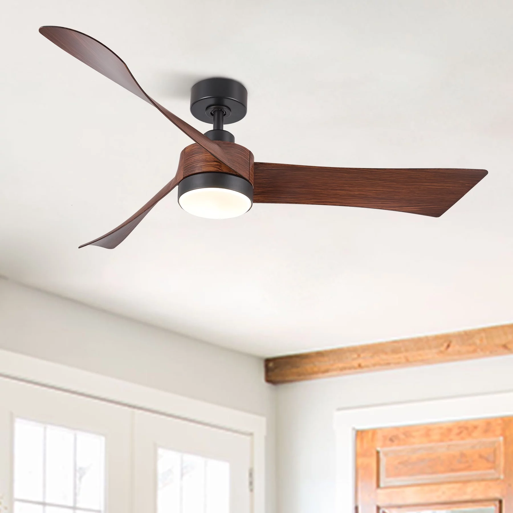 Bestco 54 in Modern Walnut Ceiling Fan with 15W Lighting Remote Control Timer and More
