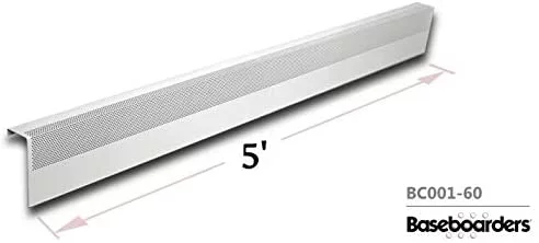AUCHI Basic Series 5 ft Galvanized Steel Easy Slip-On Baseboard Heater Cover for Hydronic [Water] Systems - White | Model #BC001-60