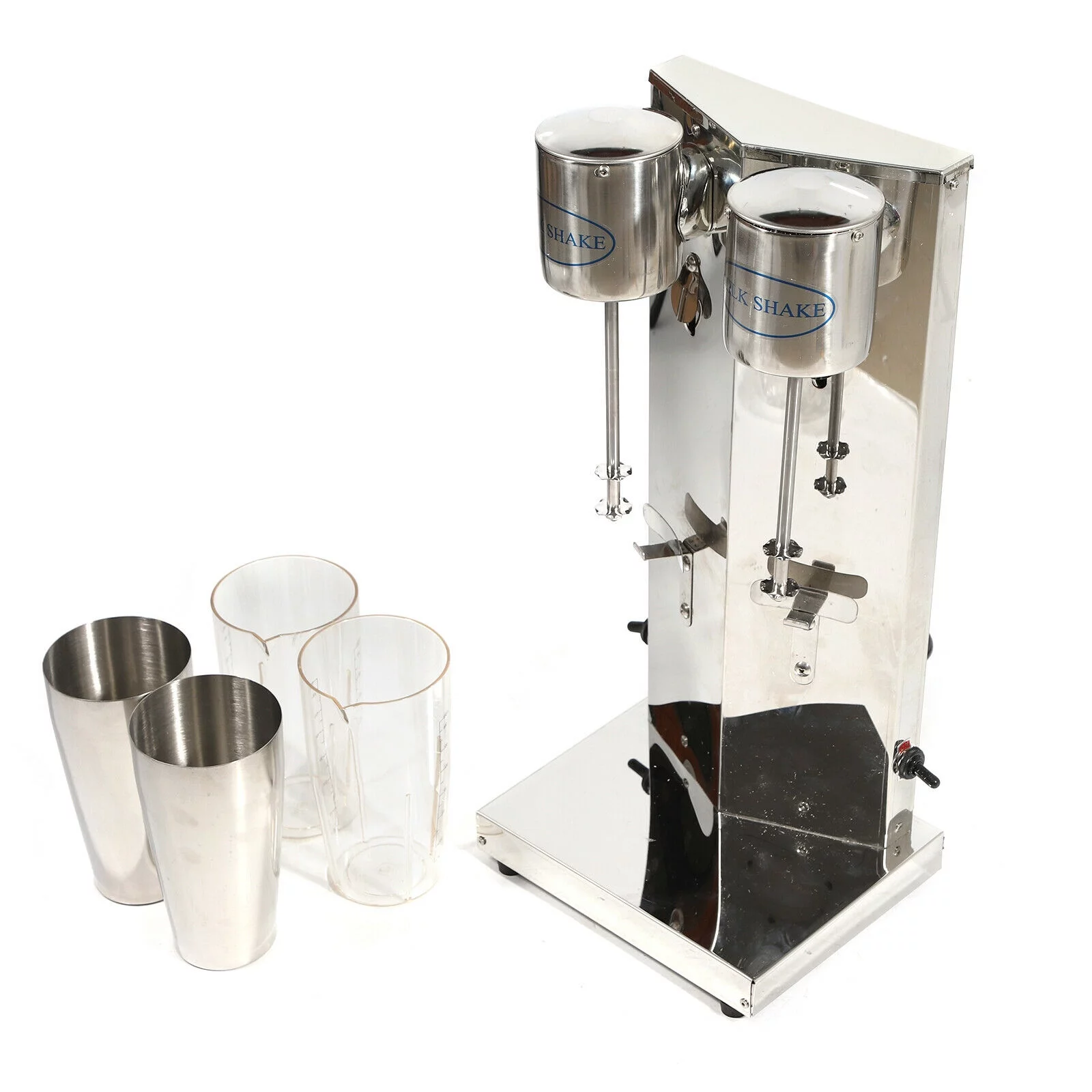 Commercial Milkshake Machine Maker Ice Cream Mixer Smoothie Frappe Double Head 2-Head Stainless Electric Milk Shaker Maker Drink Mixer Machine Smoothie Blender Commercial Stainless Milk Shake Machine