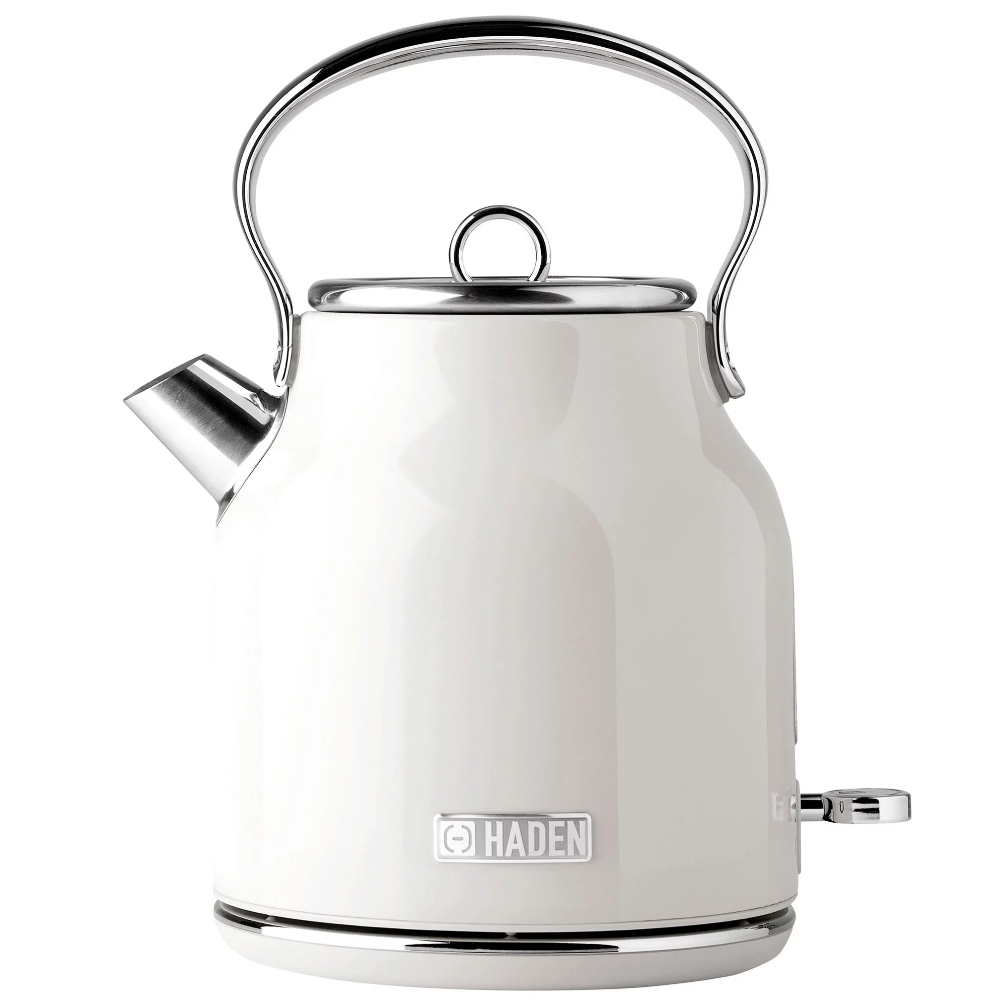 Open Box Haden 1.7 Liter Stainless Steel Body Retro Electric Tea Kettle, White
