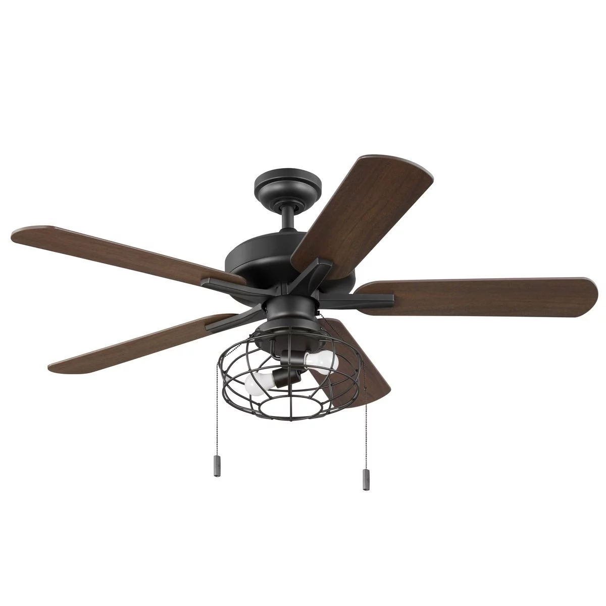 Better Homes & Gardens 52' Black Industrial Cage Ceiling Fan, 5 Reversible Blades, LED Bulbs Included