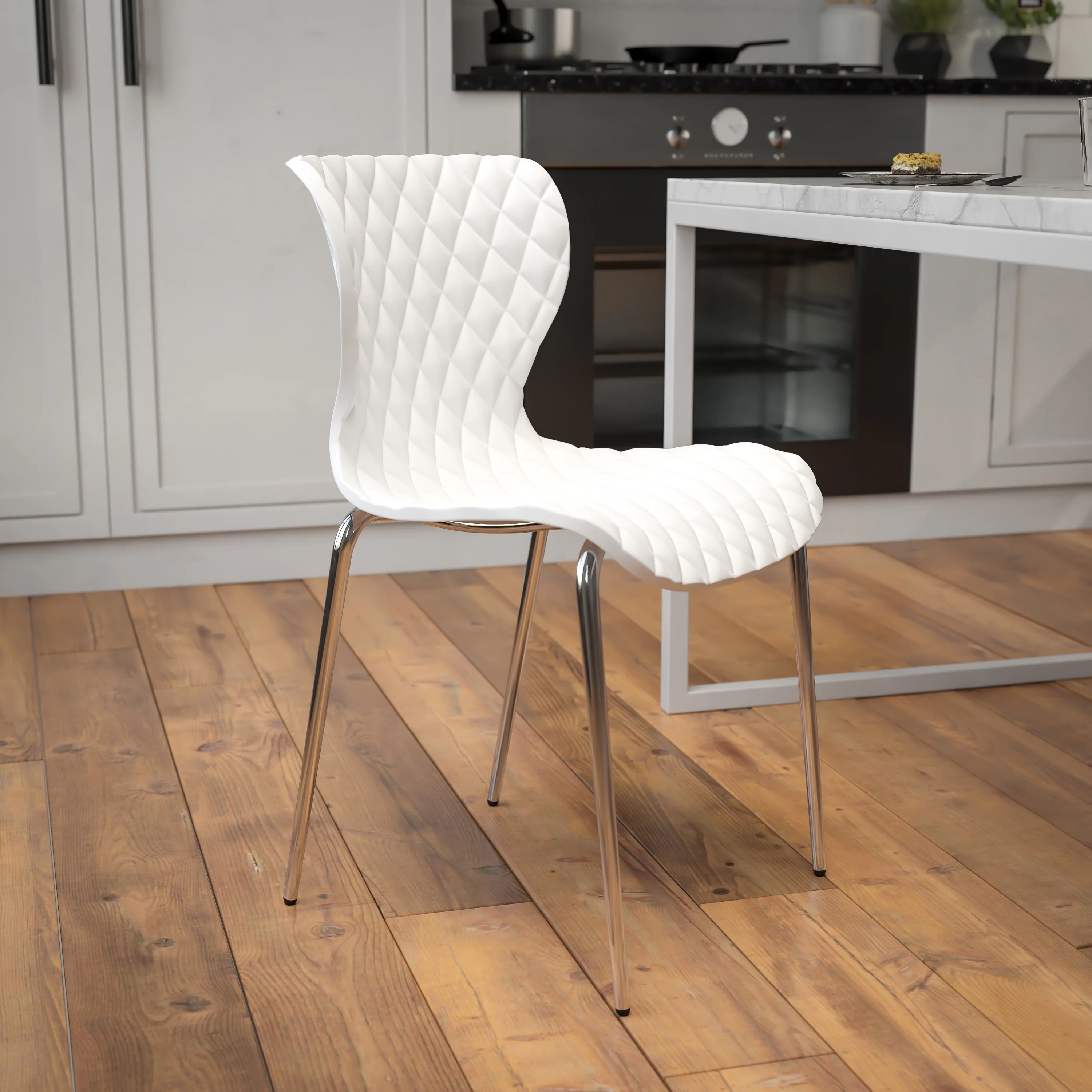 Flash Furniture 4 Pack Lowell Contemporary Design White Plastic Stack Chair