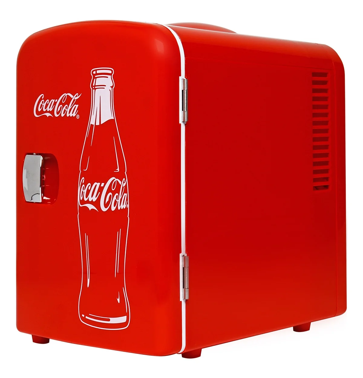 Coca-Cola 4L Portable Cooler, Personal Travel Fridge with 12V and AC Cords, Red, Coke Bottle