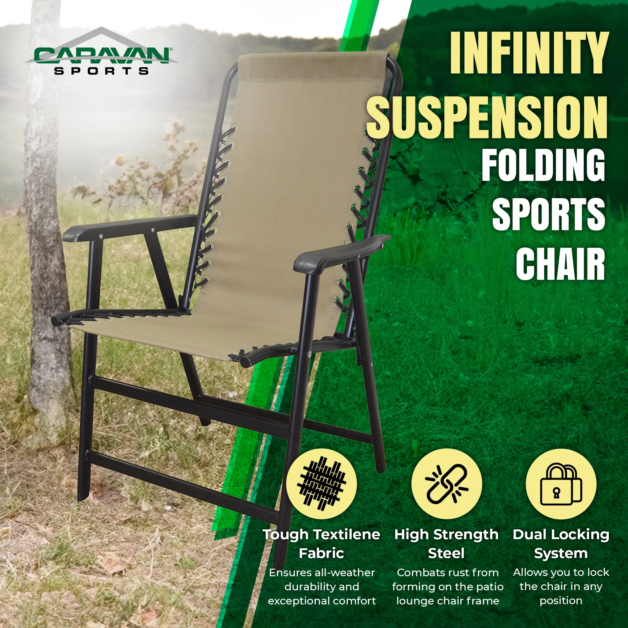 Caravan Canopy Sports 80012000150 37.4' Suspension Beige Folding Chair