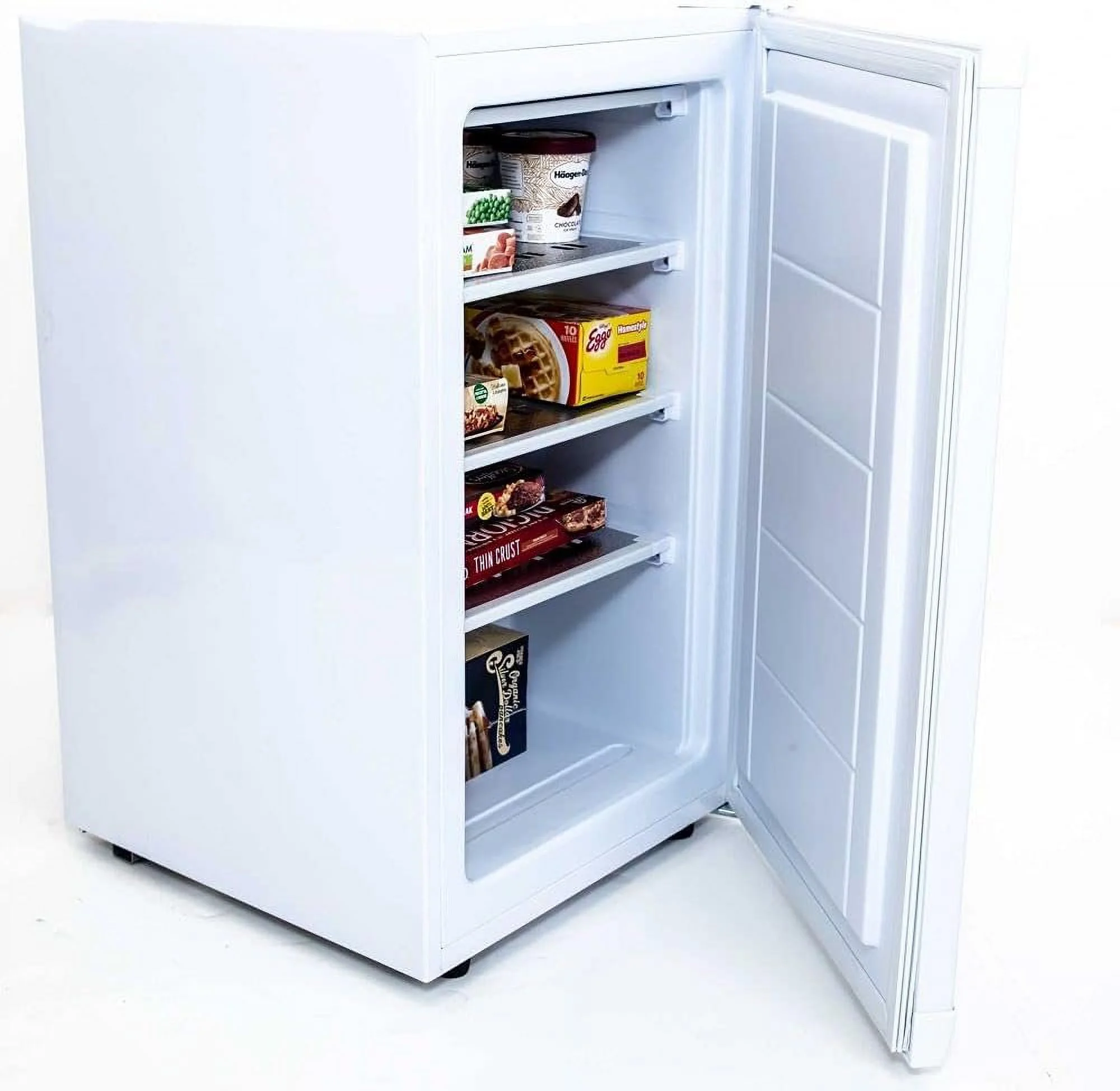 Avanti VF306 Compact Upright Freezer with 3 Metal Shelves, Adjustable Temperature Control, Flush-Back Design Perfect for Homes, Garages, Basements, White