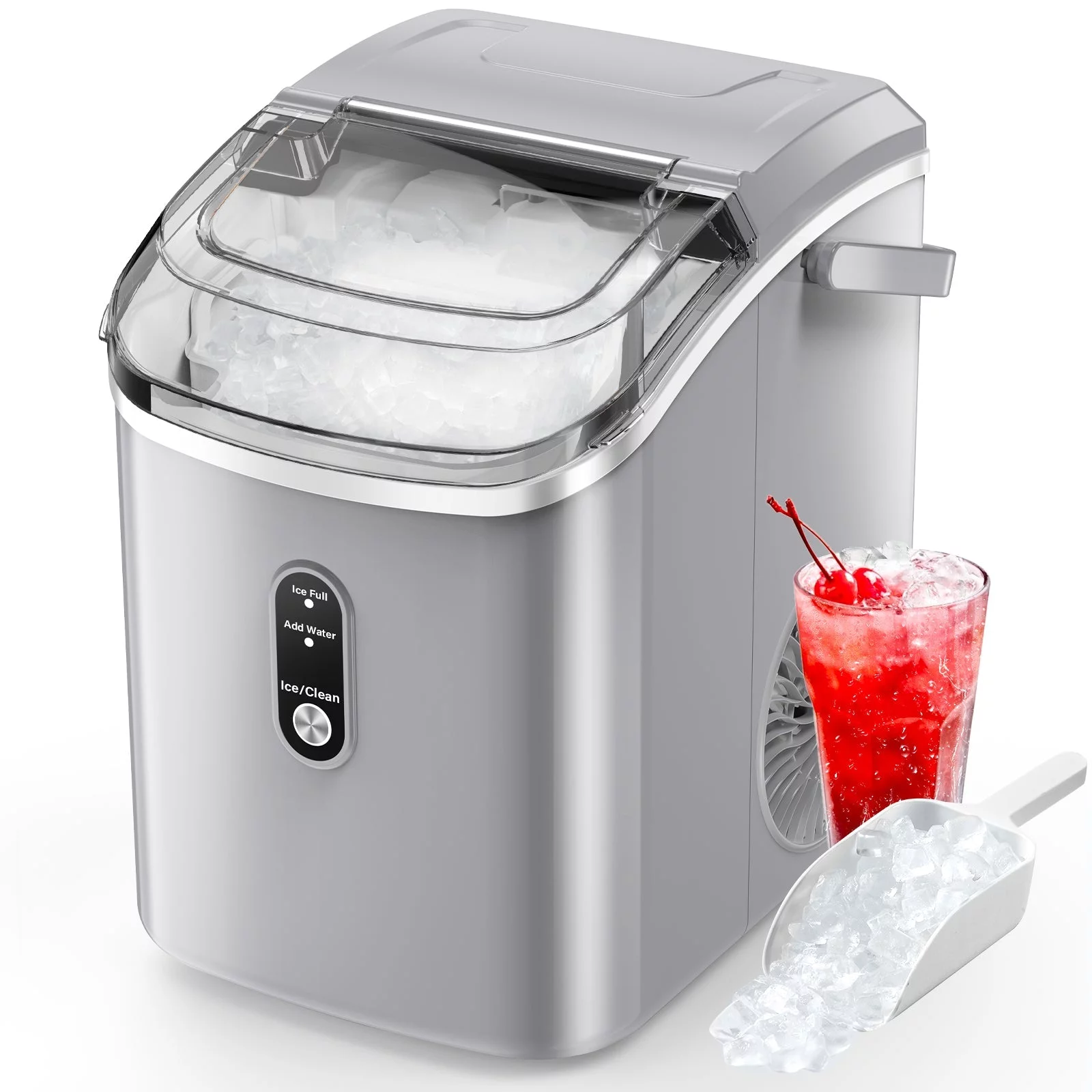 Fornido Ice Makers Countertop Nugget Ice Cubes, Pebble Ice Maker with Self-Cleaning One-Click Operation, 11,000pcs/35Lbs/Day, Portable Nugget Ice Machine for Home Kitchen Bar Party