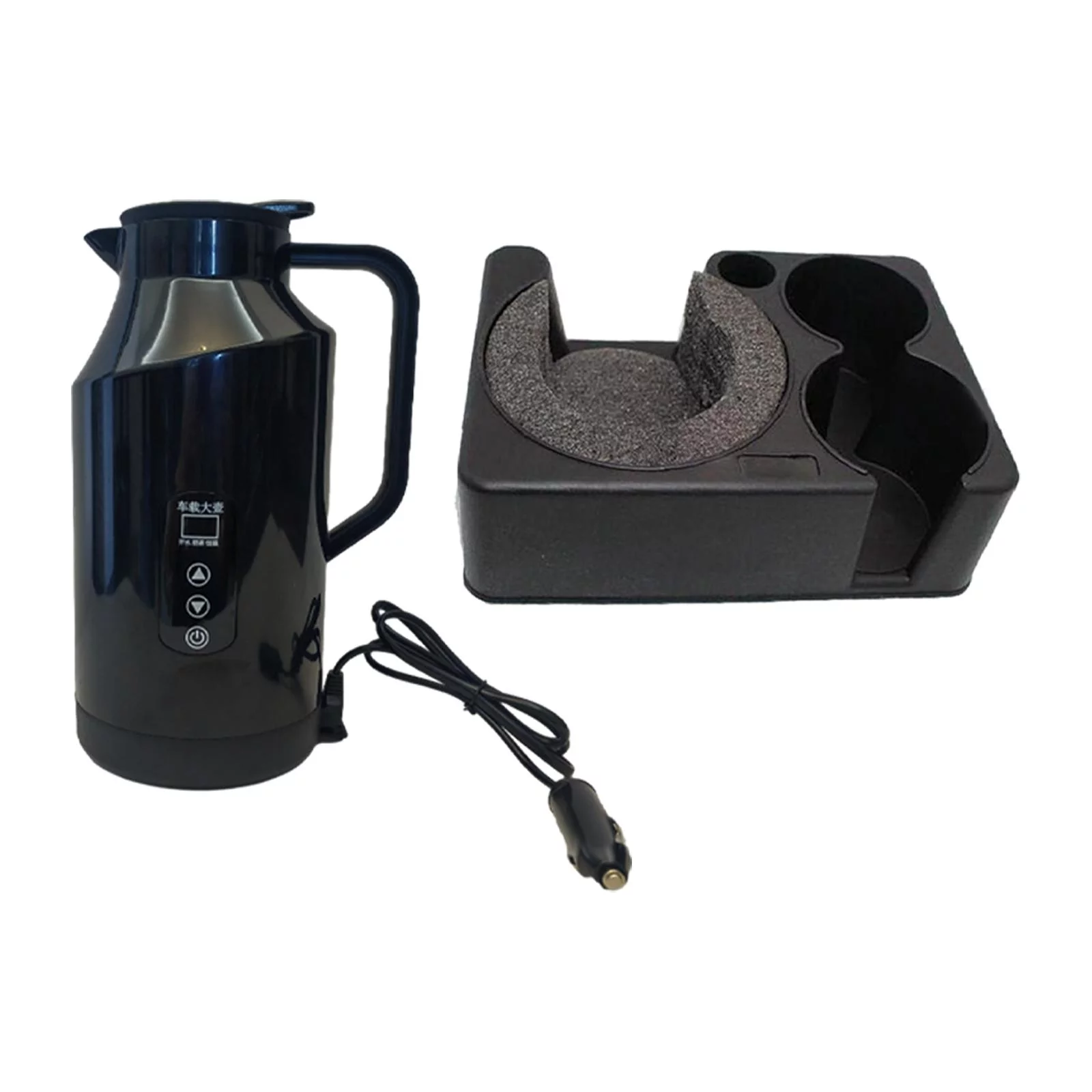 Car Heating Cup Mug Travel Kettle 1400ml Stainless Steel Height 26.5cm Lid Portable for Business Man Sturdy With Base