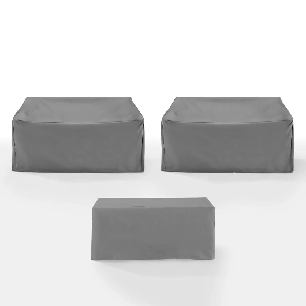 Crosley Furniture Covers 3-Piece Vinyl Outdoor Sofa Cover Set in Gray