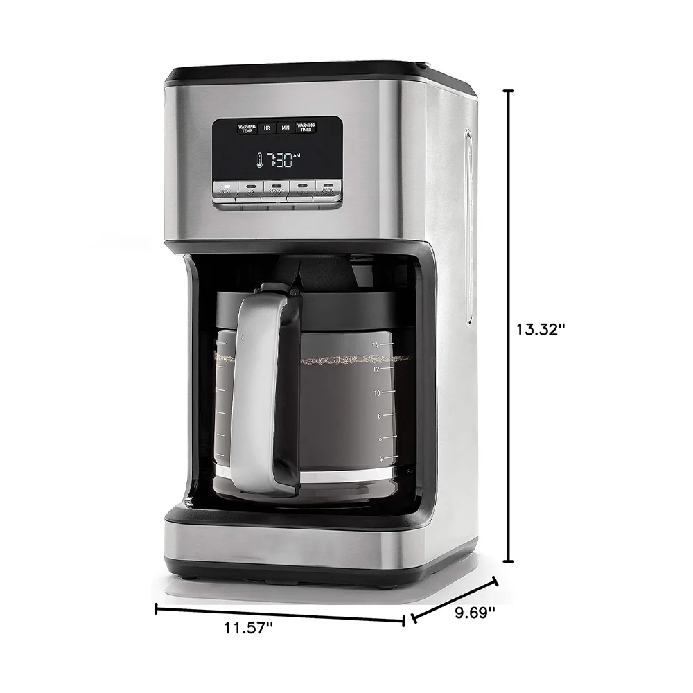 Coffee Maker, Programmable Coffee Machine w/Glass Carafe,14 Cups,Stainless Steel