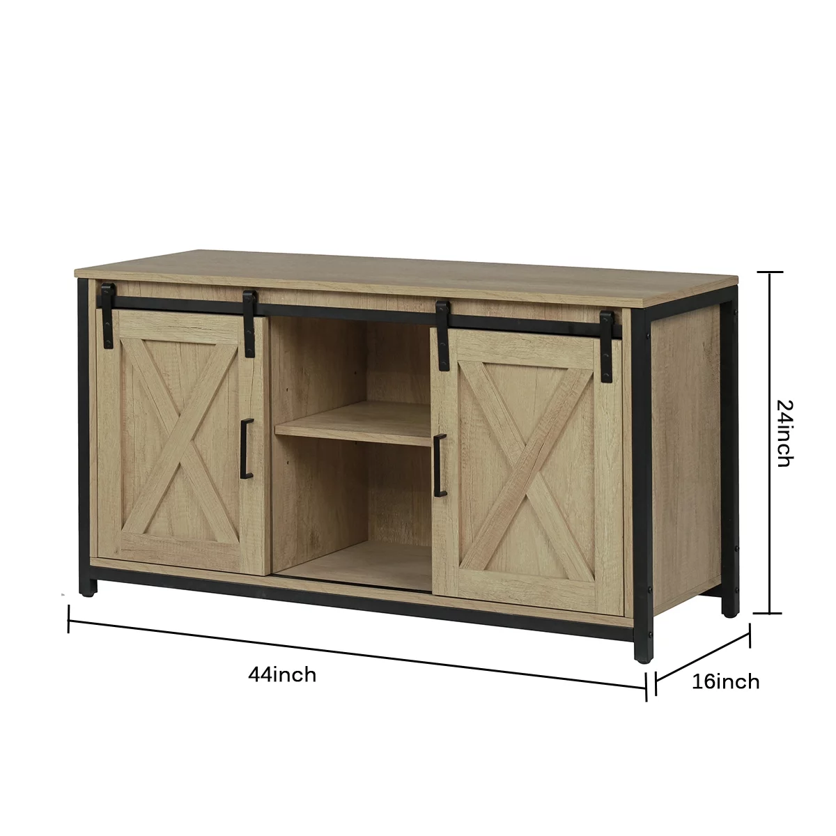 Bestgoods TV Stand for 65-Inch TV with Barn Doors, Entertainment Center and TV Console, TV Cabinet with Adjustable Storage Shelves, Industrial Design, Cornish Oak