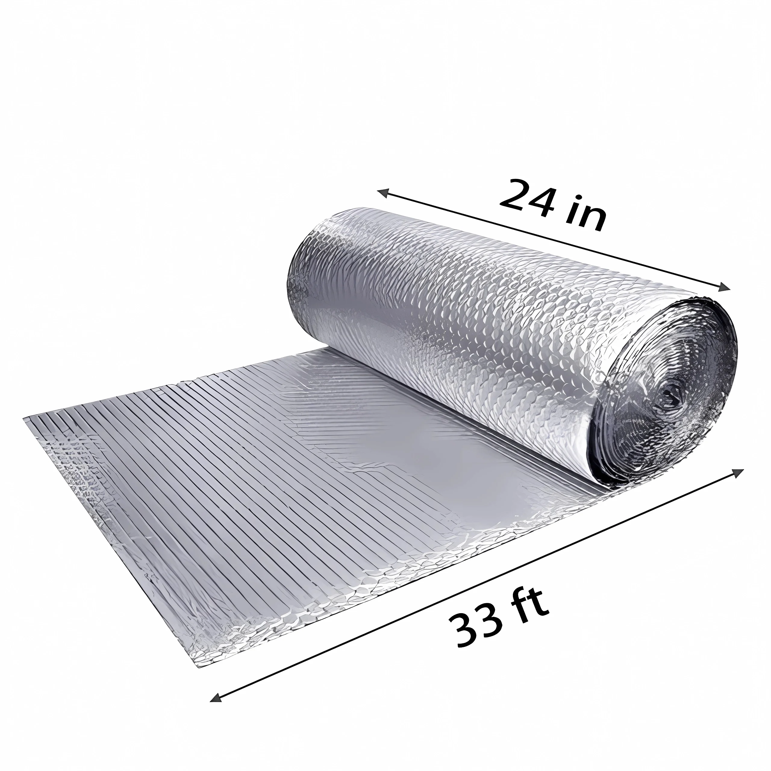 bimiti 24in x 33ft Double Bubble Reflective Foil Insulation, Radiant Barrier with Aluminum Foil Cover, Sliver