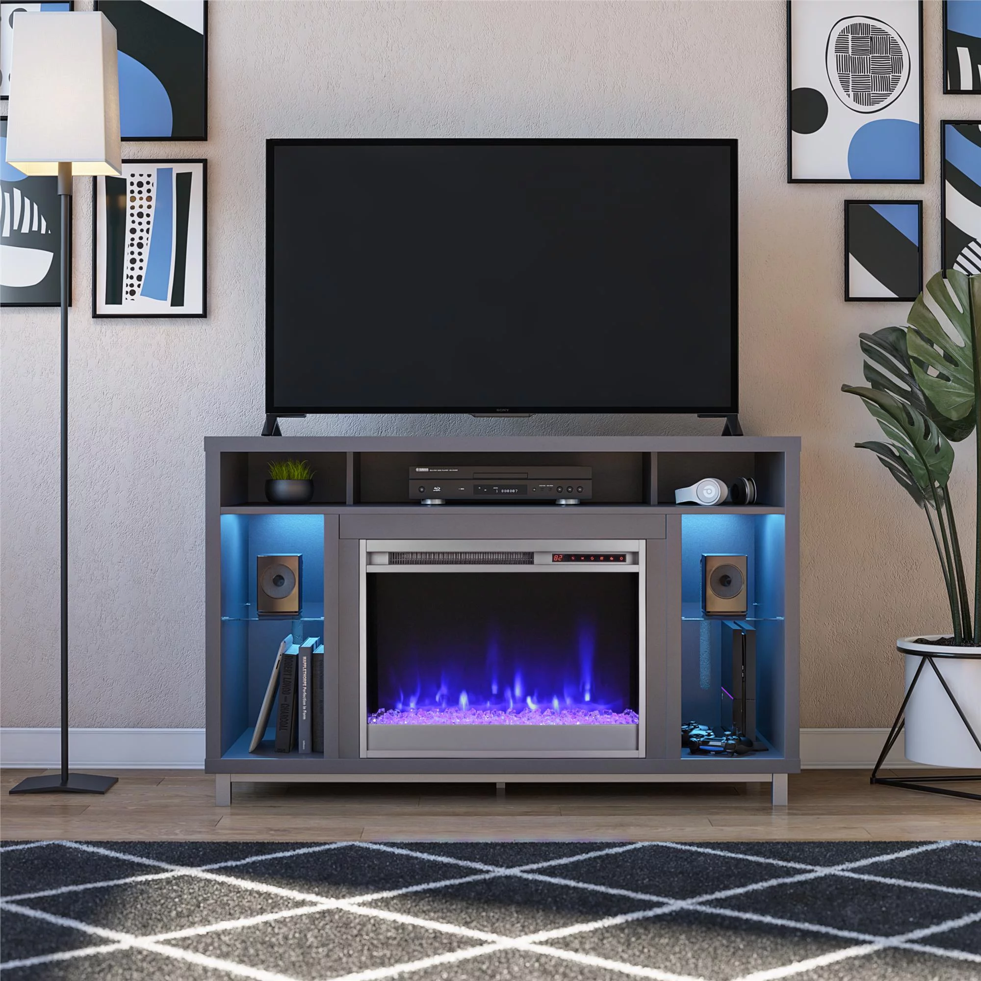 Ameriwood Home Lumina Fireplace TV Stand for TVs up to 48