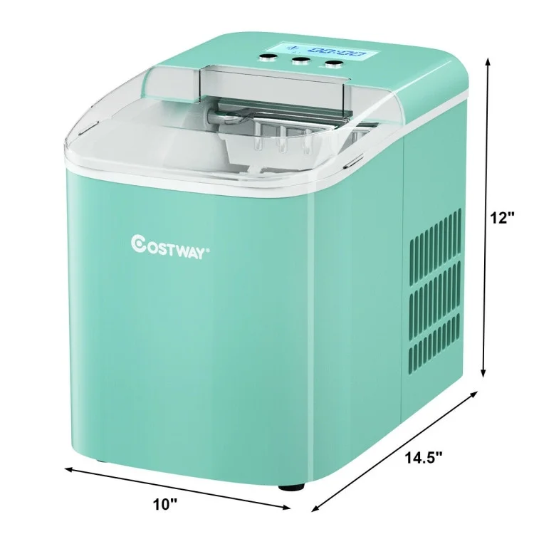 Canddidliike Countertop LCD Ice Mini Cube Maker Self Cleaning with 26lbs/24Hrs Green