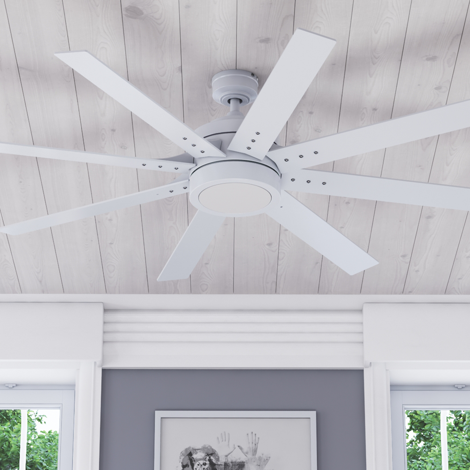 Honeywell 56' Xerxes Bright White Remote Control Ceiling Fan, 6 Blades