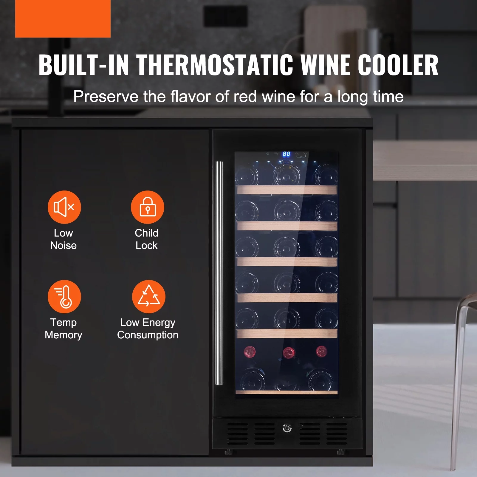 BENTISM 30 Bottle Wine Fridge Stainless Steel Wine Cooler Refrigerator with LED Light and Lock Freestanding Wine Cellars