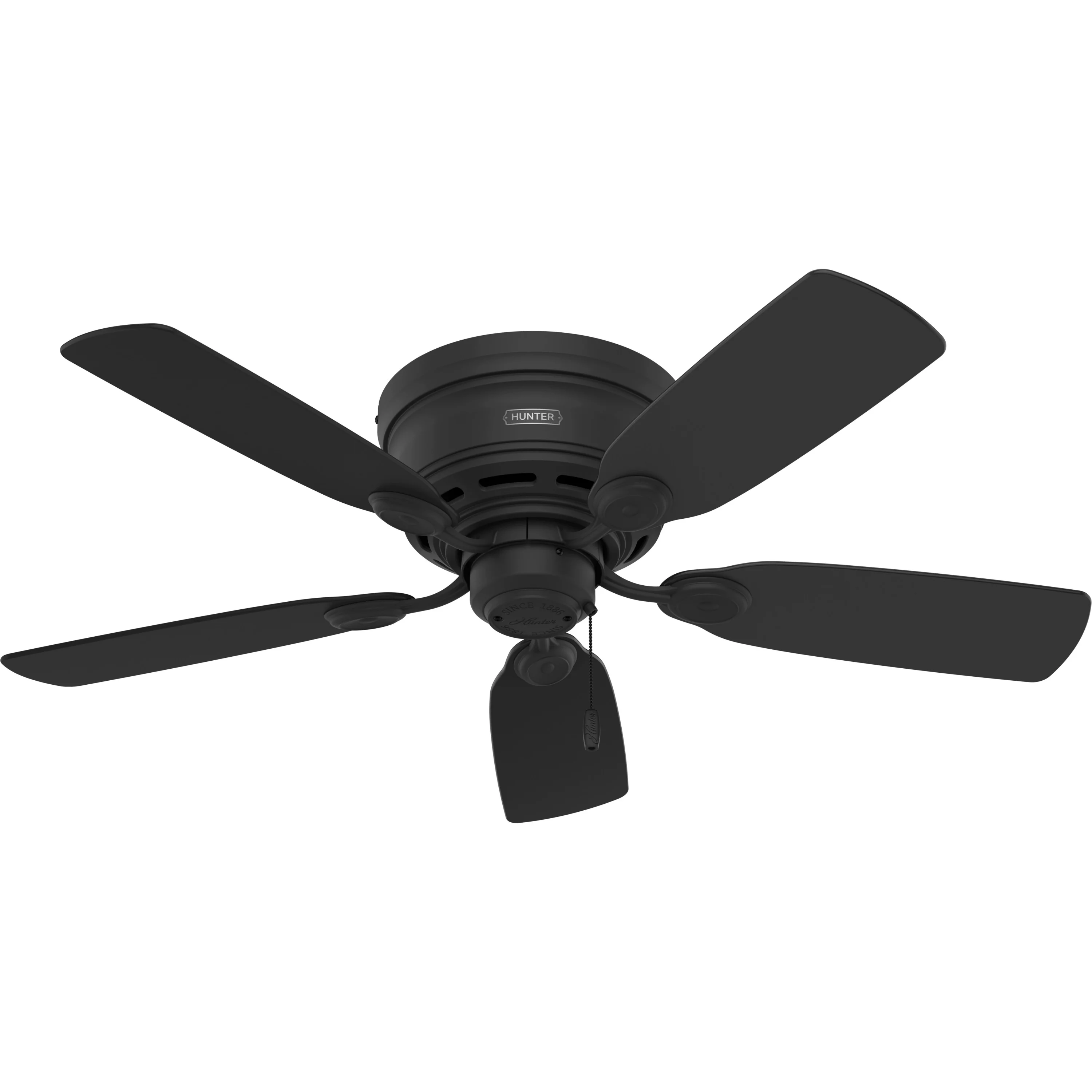 HUNTER - 52392 - Hunter 42 inch Low Profile Matte Black Low Profile Ceiling Fan and Pull Chain