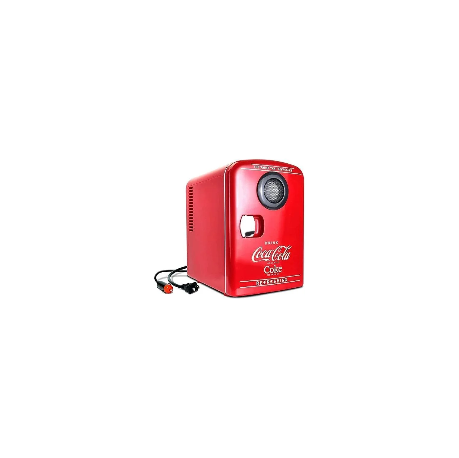 Bluetooth Speaker Mini Portable Fridge, Compact Personal Cooler Warmer, 12V DC/110V AC for Home, Dorm, Car, Skincare, Cosmetics, Medication, Red