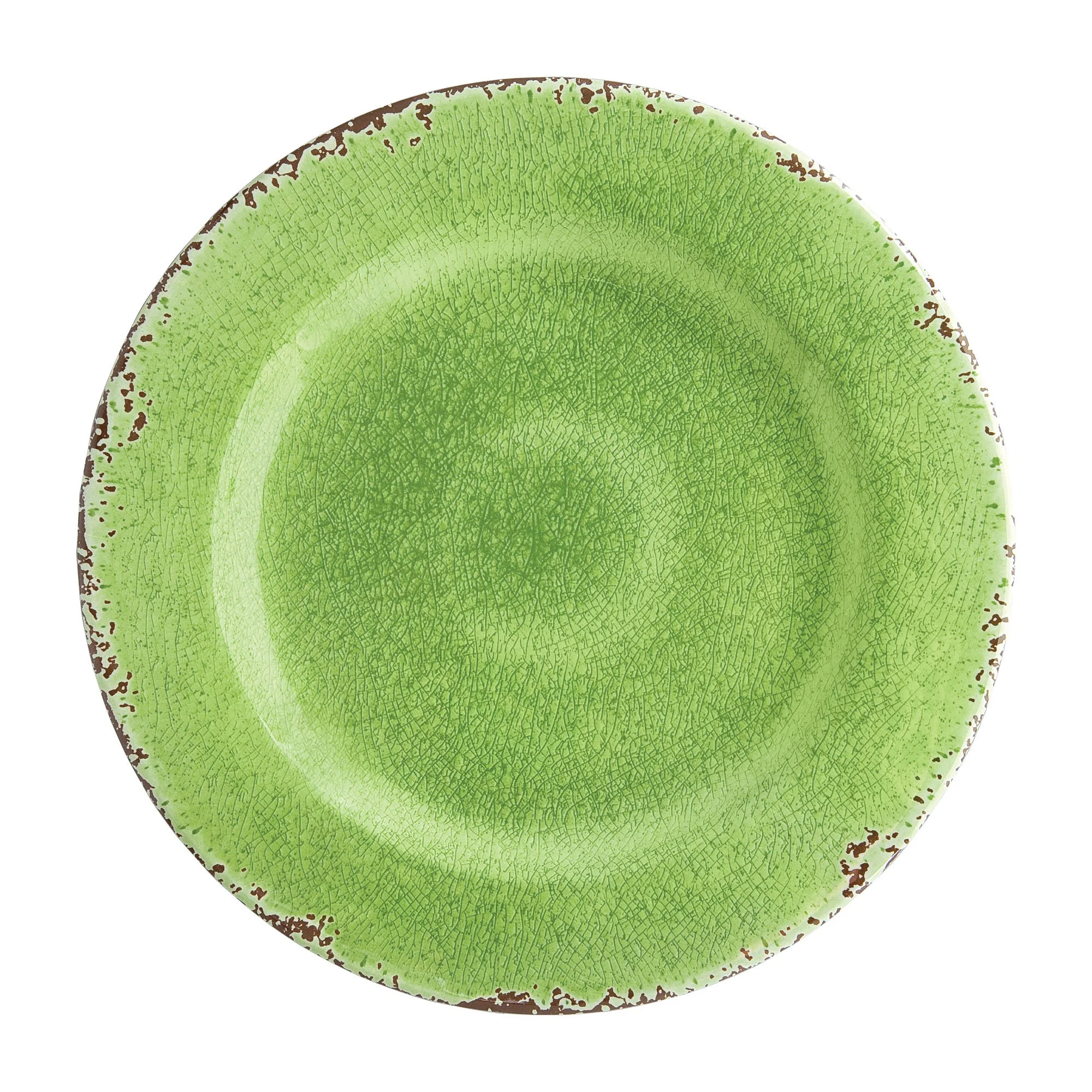 Gourmet Art 16-Piece Crackle Melamine Dinnerware Set, Green, Includes Dinner Plates, Salad Plates, Dessert Plates, Bowls, Service for 4.
