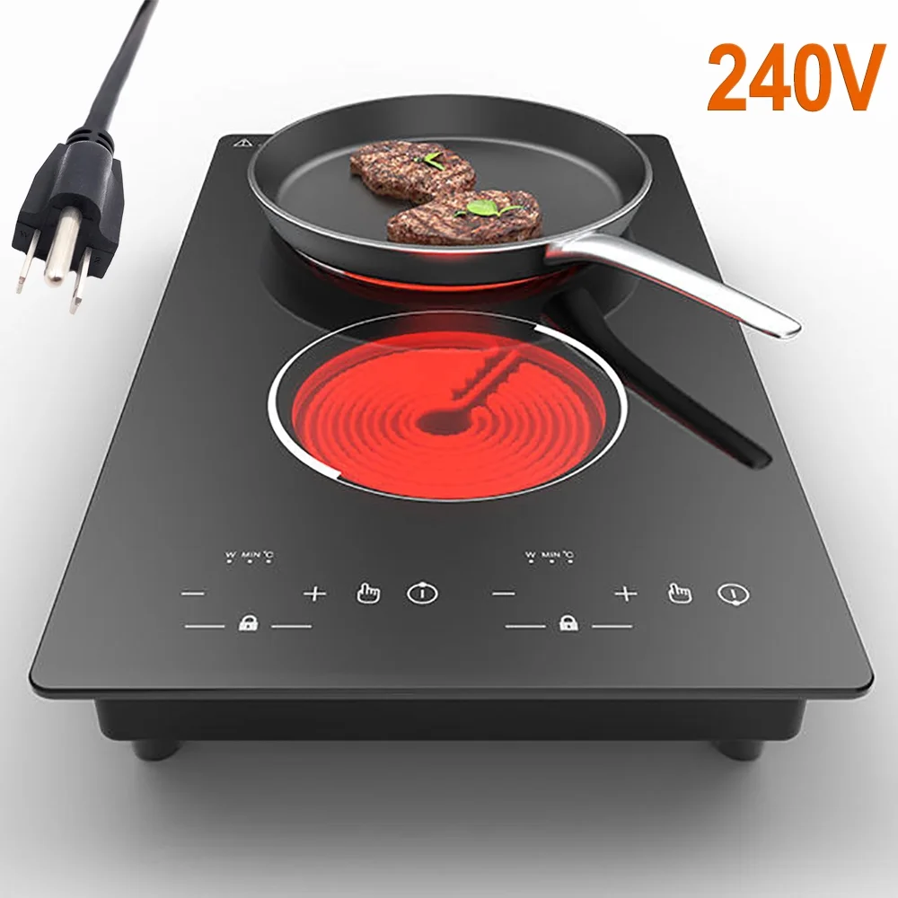 iMeshbean Electric Induction Cooktop 12 inch,Electric Stove Burner,Built-in and Countertop Electric Stove Top,LED Touch Screen,9 Heating Level,Timer & Kid Safety Lock,240V,3000W